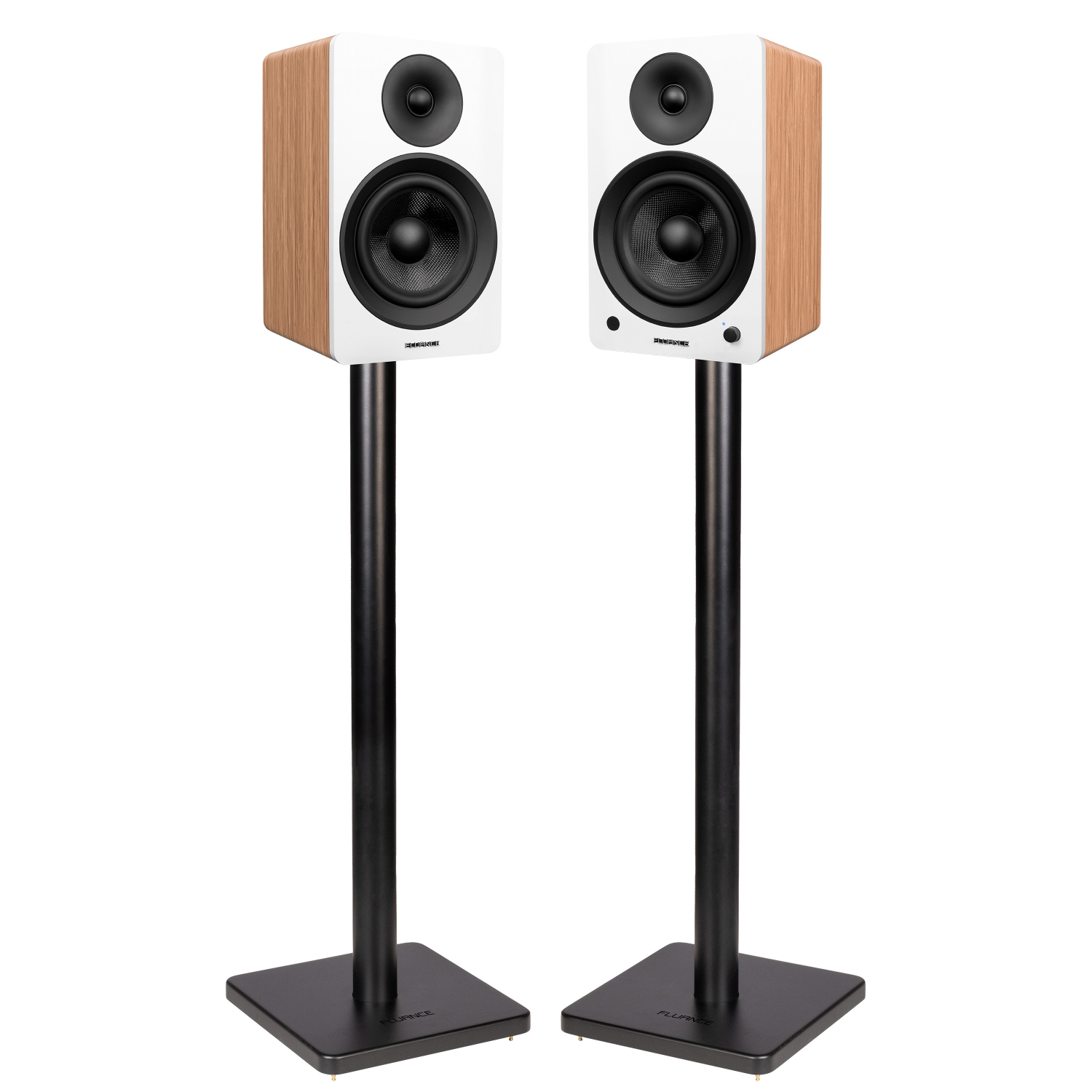 Fluance Ai61 Powered 2-Way 2.0 Stereo Bookshelf Speakers with 6.5" Drivers 120W Amp for Turntable Bluetooth w/ Stands