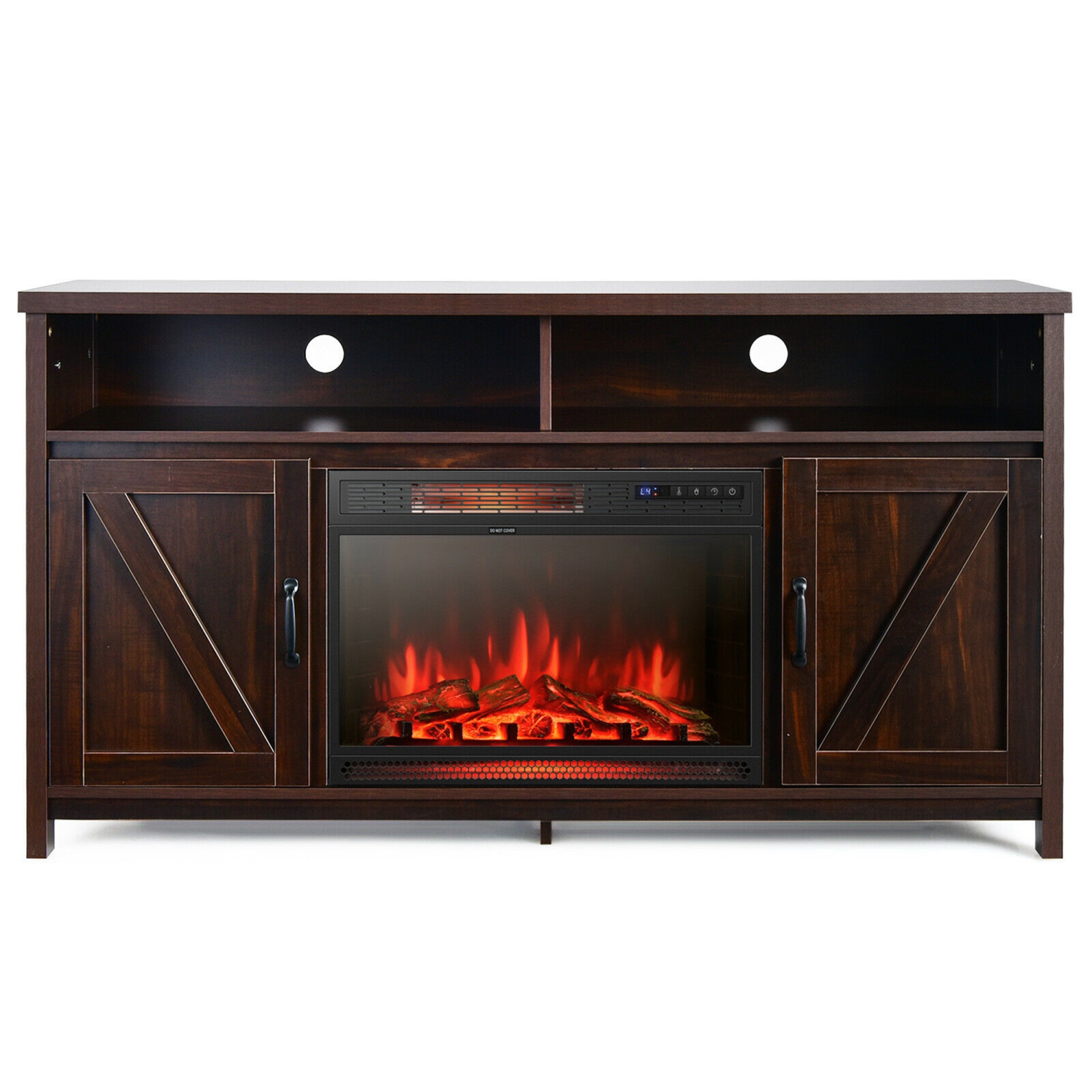 Gymax 59'' Fireplace TV Stand W/ 25'' 1350W Electric Fireplace Heater