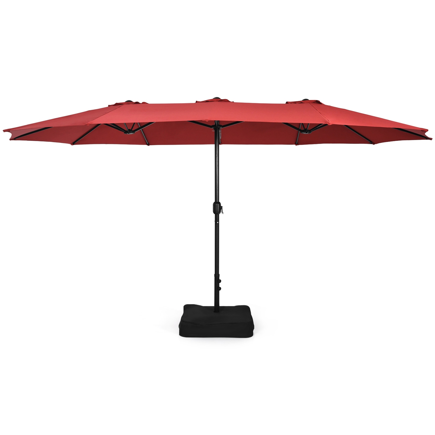 Gymax 15 ft Double-Sided Patio Twin Umbrella Extra-Large Market Umbrella w/ Base