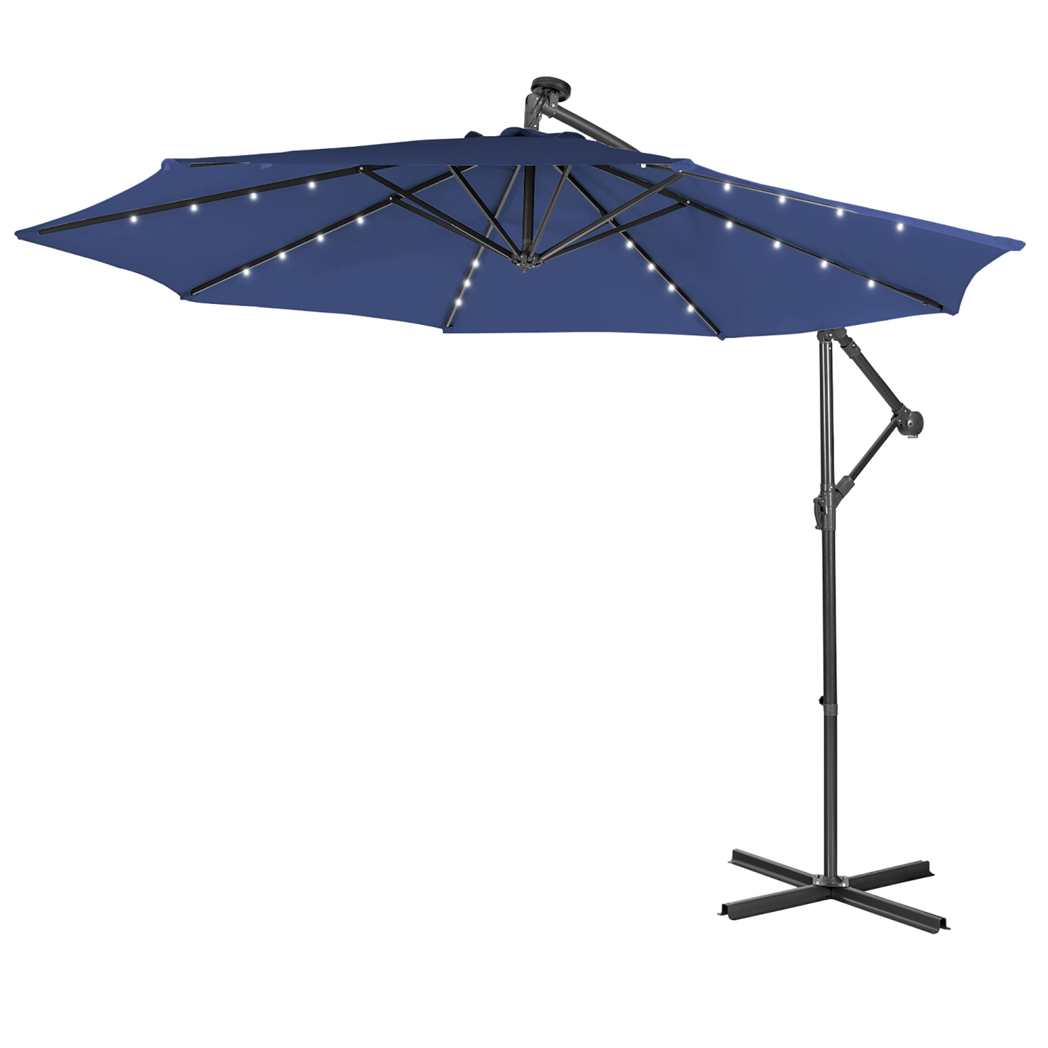 Costway 10FT Cantilever Solar Powered 32LED Lighted Patio Offset Umbrella Outdoor