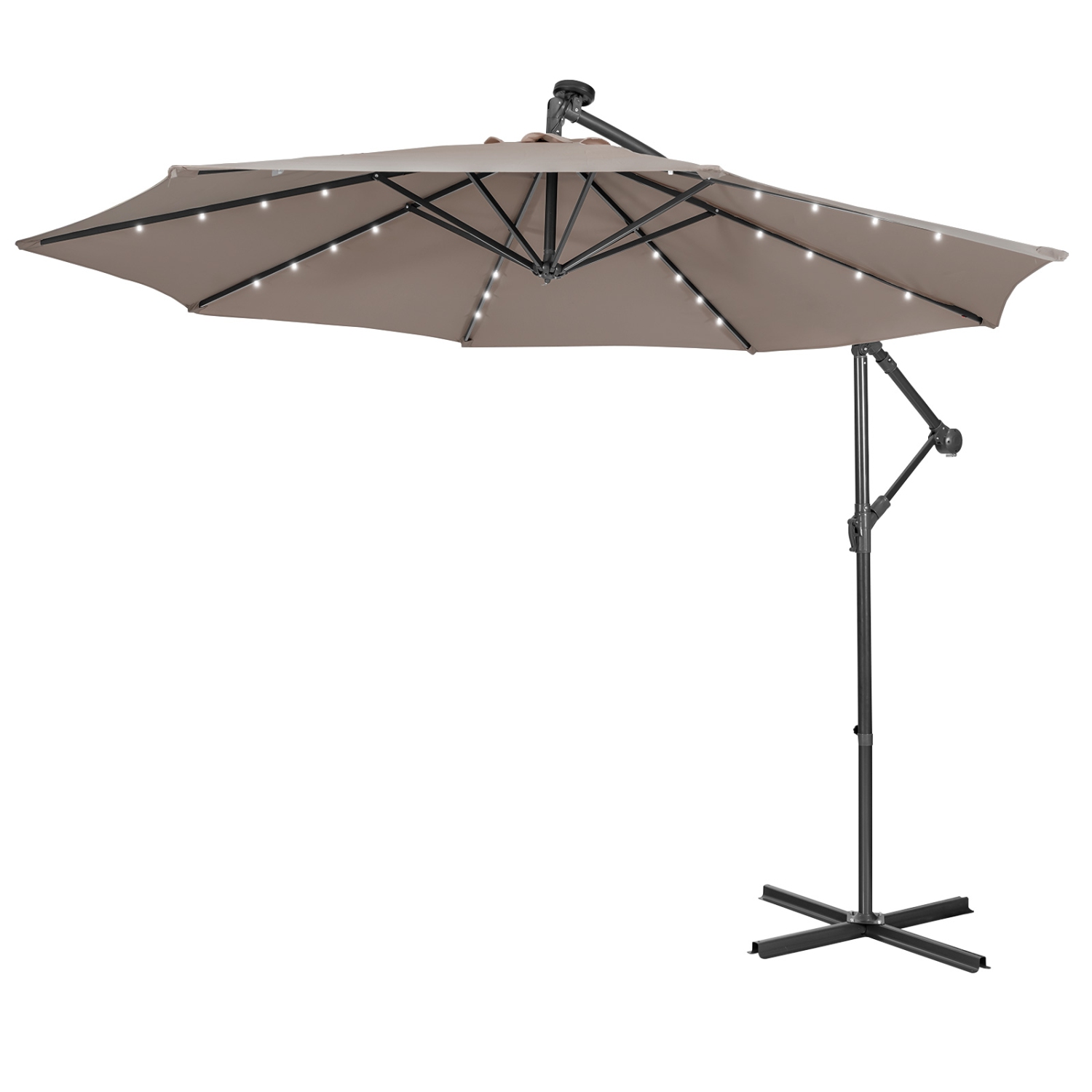 Costway 10FT Cantilever Solar Powered 32LED Lighted Patio Offset Umbrella Outdoor