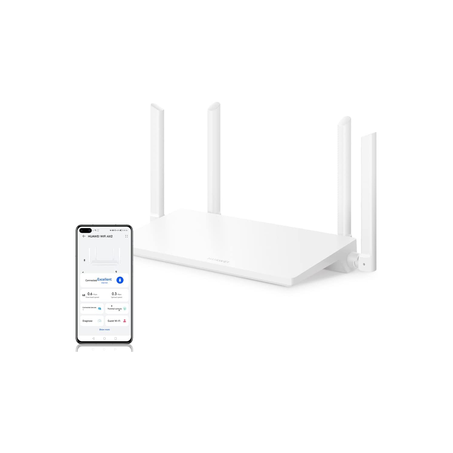 HUAWEI AX2 Smart Home WiFi 6 Wireless Router - 5 GHz Support up to 1500 Mbps, Comprehensive Parental Control, 3 WAN/LAN Auto-Adaptation Access Points, Manage with Android/ iOS app