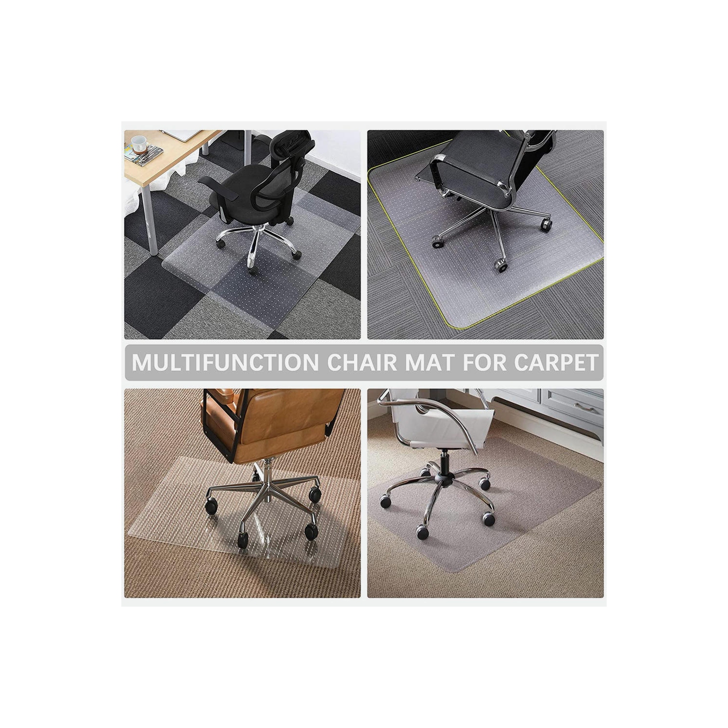 Moustache 45x53inch Translucent Office Chair Mat with Spikes for Carpet, Rectangle, PVC