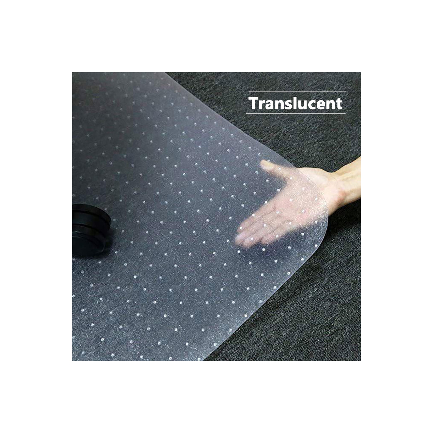 Moustache 45x53inch Translucent Office Chair Mat with Spikes for Carpet, Rectangle, PVC