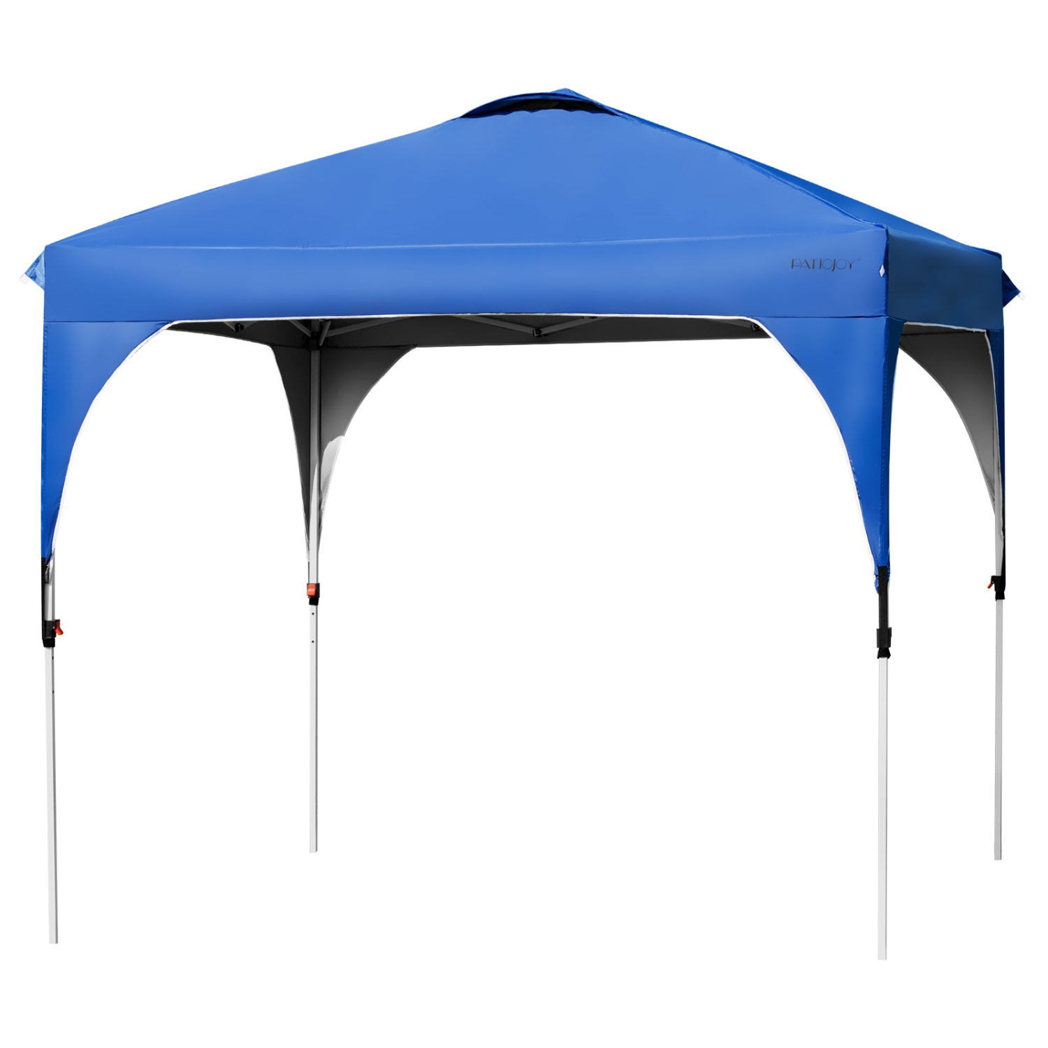 Patiojoy Pop-up Canopy Tent 10' x 10' Height Adjustable Commercial Instant Canopy w/ Portable Roller Bag Blue/ White/ Grey