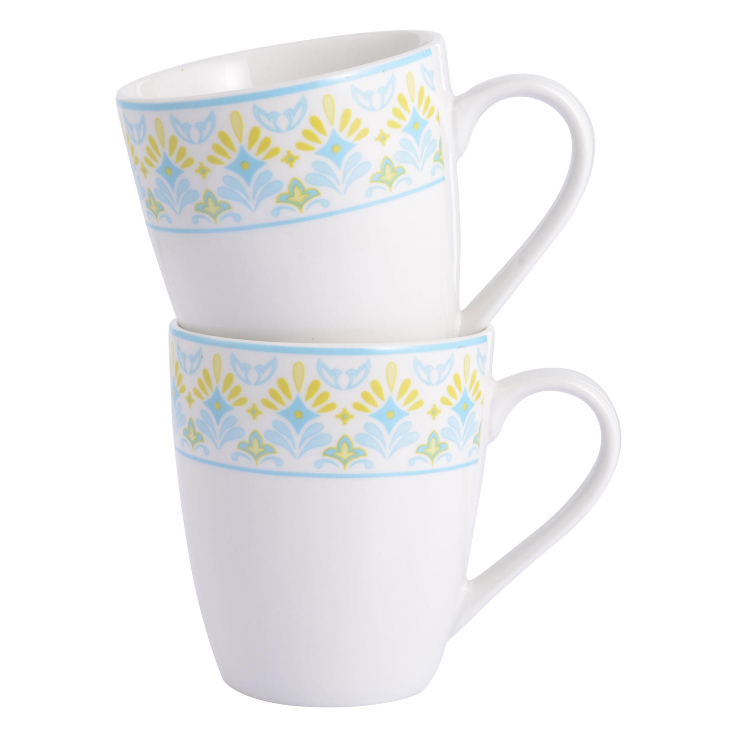 16-Piece round Porcelain Prints Dinnerware Set, Service for 4 with 10.5-inch dinner plate, 7.5-inch salad plate, 5.6-inch bowl, 12oz mug