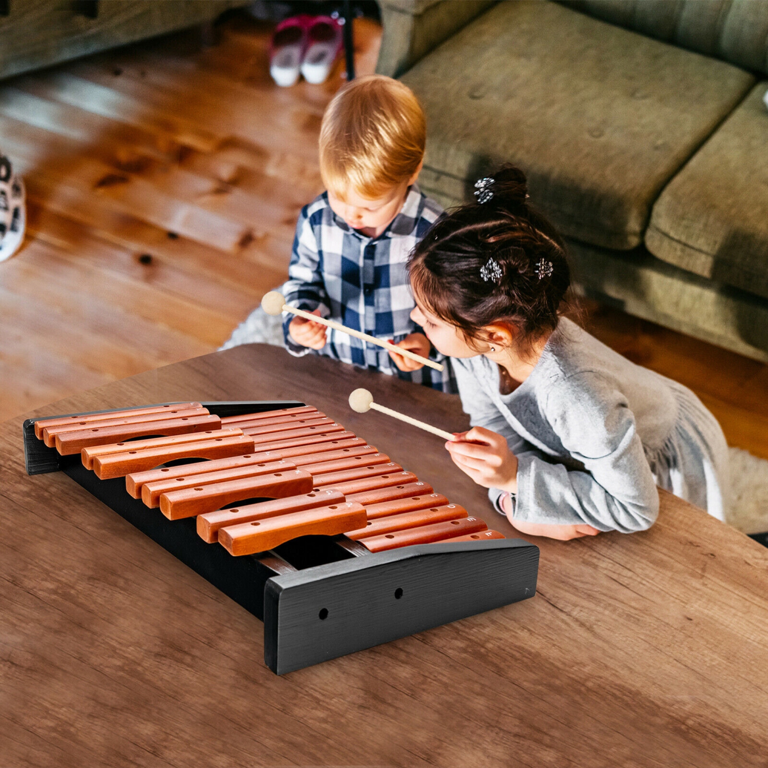 Xylophone 25 Note Percussion Bois Cadeau Éducatif Pour Adultes Et Enfants  Musique Avec 2 Baguettes