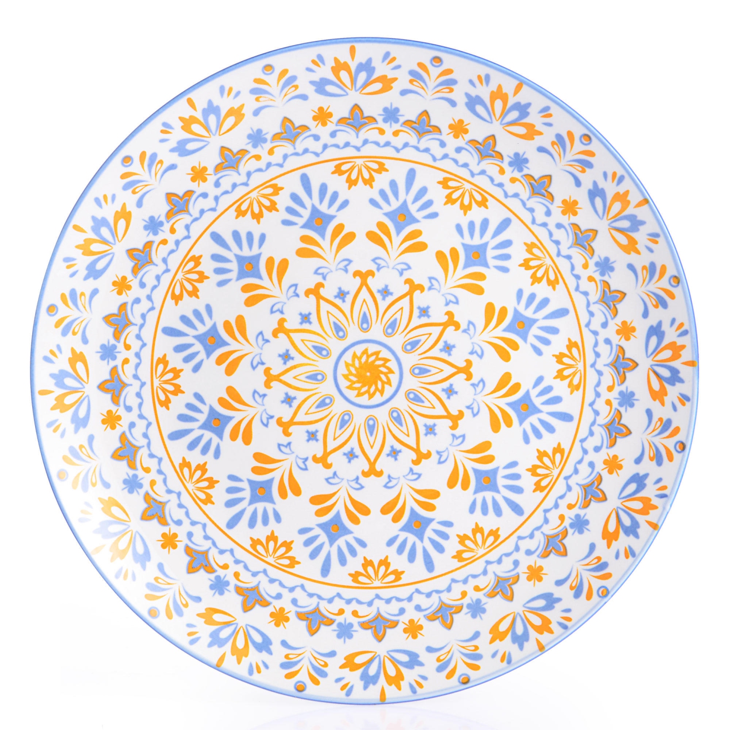 12-Piece Round Vintage Floral Porcelain Dinnerware Set, Service for 4, 4 each of 10.5-inch dinner plates, 7.5-inch salad plates, 5.6-inch bowls