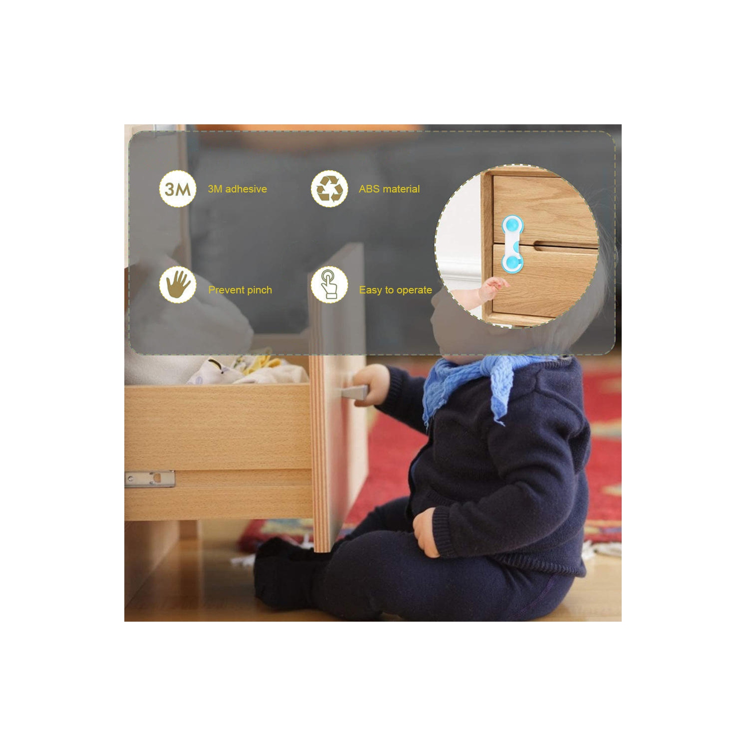 38pcs serrures de sécurité pour enfants serrures de sécurité pour bébé installation facile pour armoires tiroirs réfrigérateurs