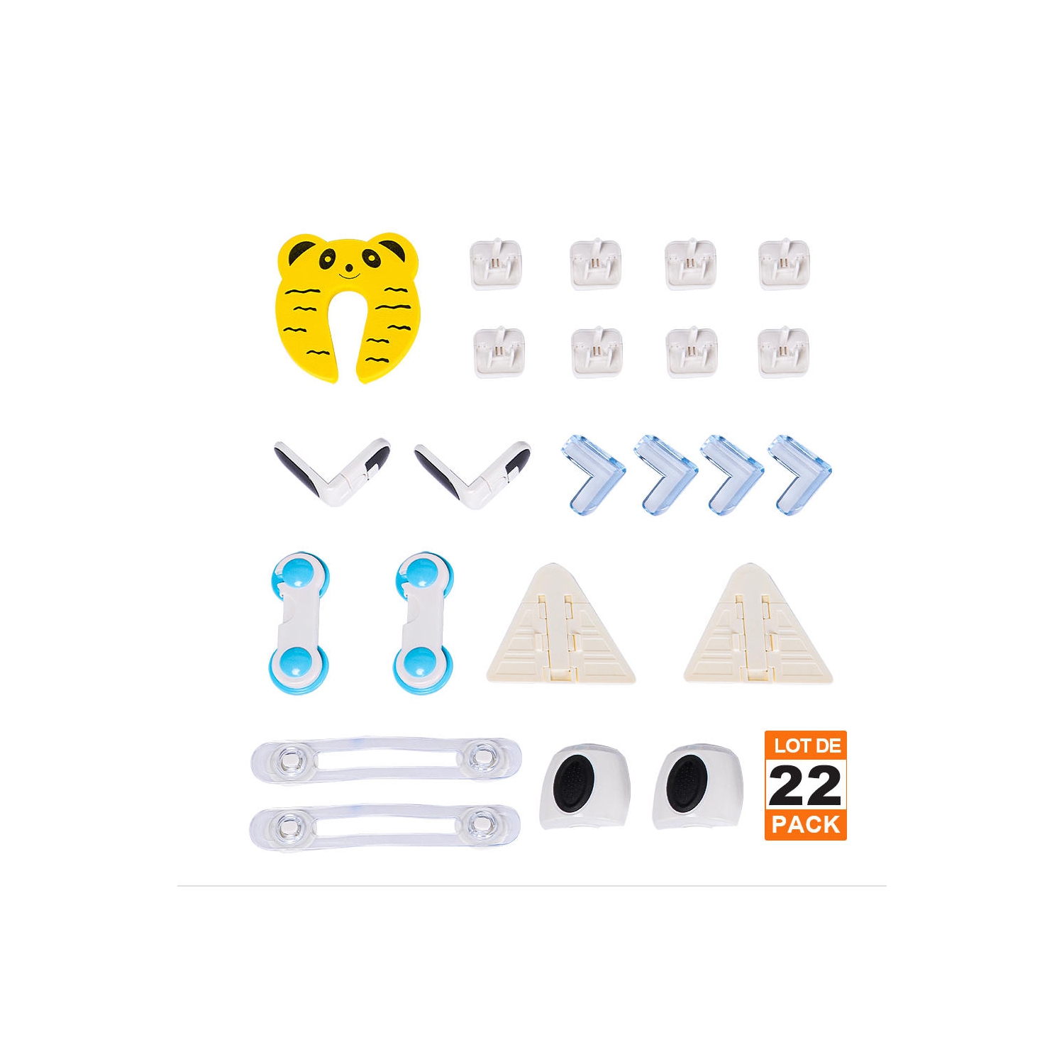 22pcs Eco-friendly Material Baby Safety Kit For Bedroom with Drawer Right-angle Lock,Safety Plug Cover and PVC Corner Protector