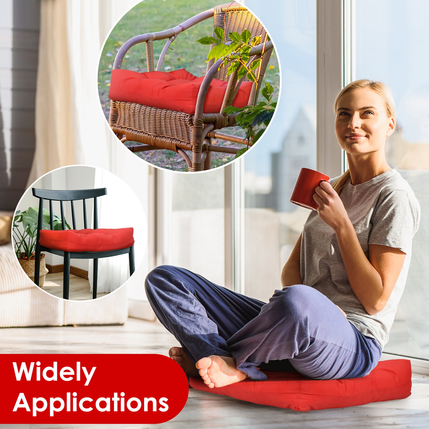 Costway 2PCS 21" x 21" Patio Chair Seat Cushion Pads Indoor/Outdoor