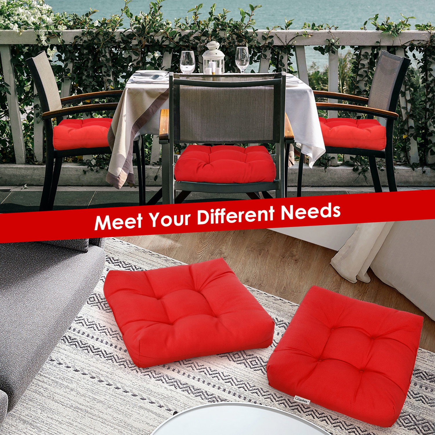 Costway 2PCS 21" x 21" Patio Chair Seat Cushion Pads Indoor/Outdoor