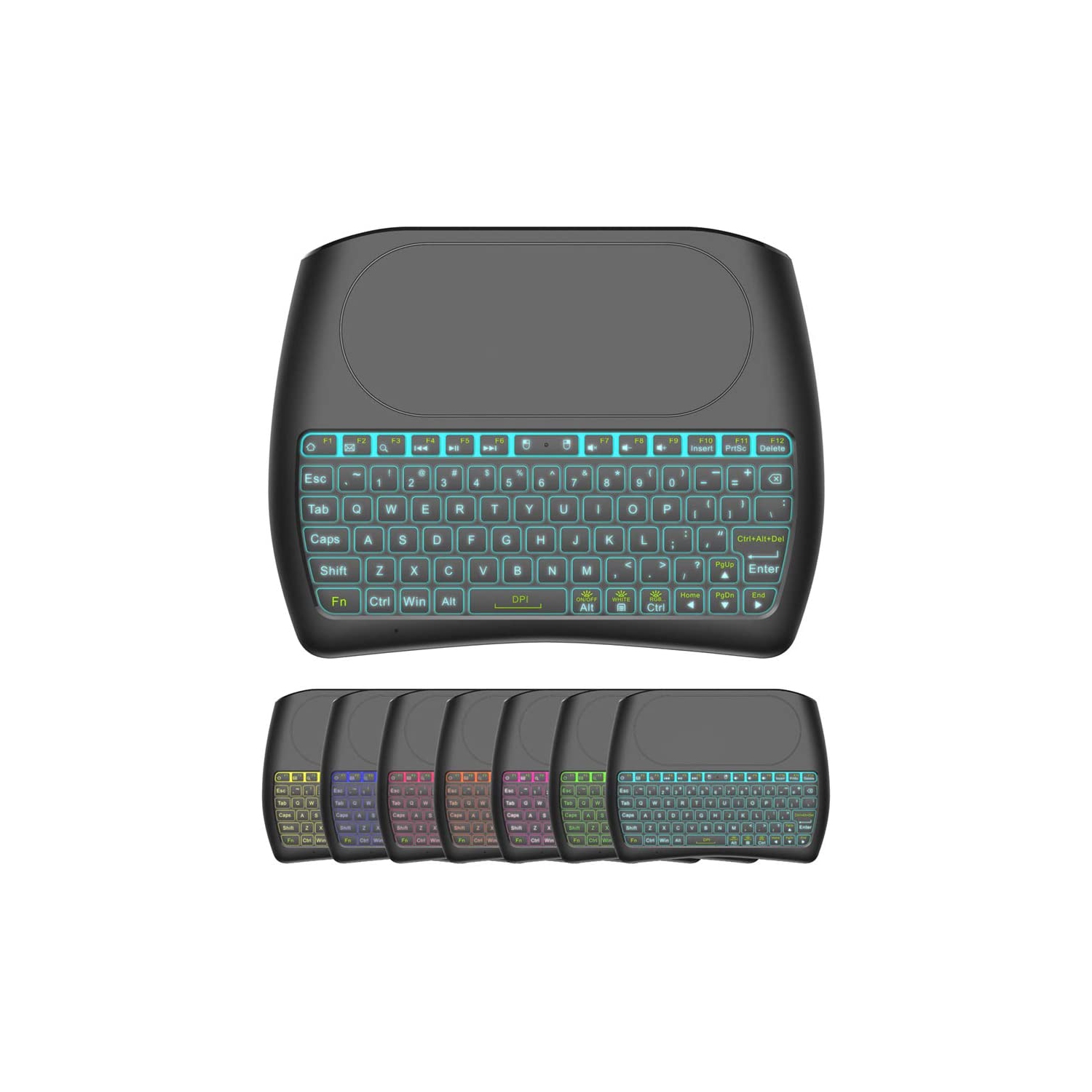 ULTREND Mini Wireless Keyboard with Touchpad, Colorful Backlit Handheld Remote Keyboard