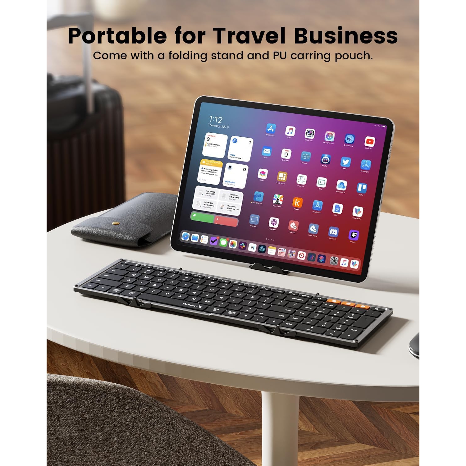 Nouveau modèle 2025 Clavier Bluetooth pliable – Clavier sans fil rétroéclairé portatif pour les voyages, modèle pleine grandeur pour iPad, Surface,