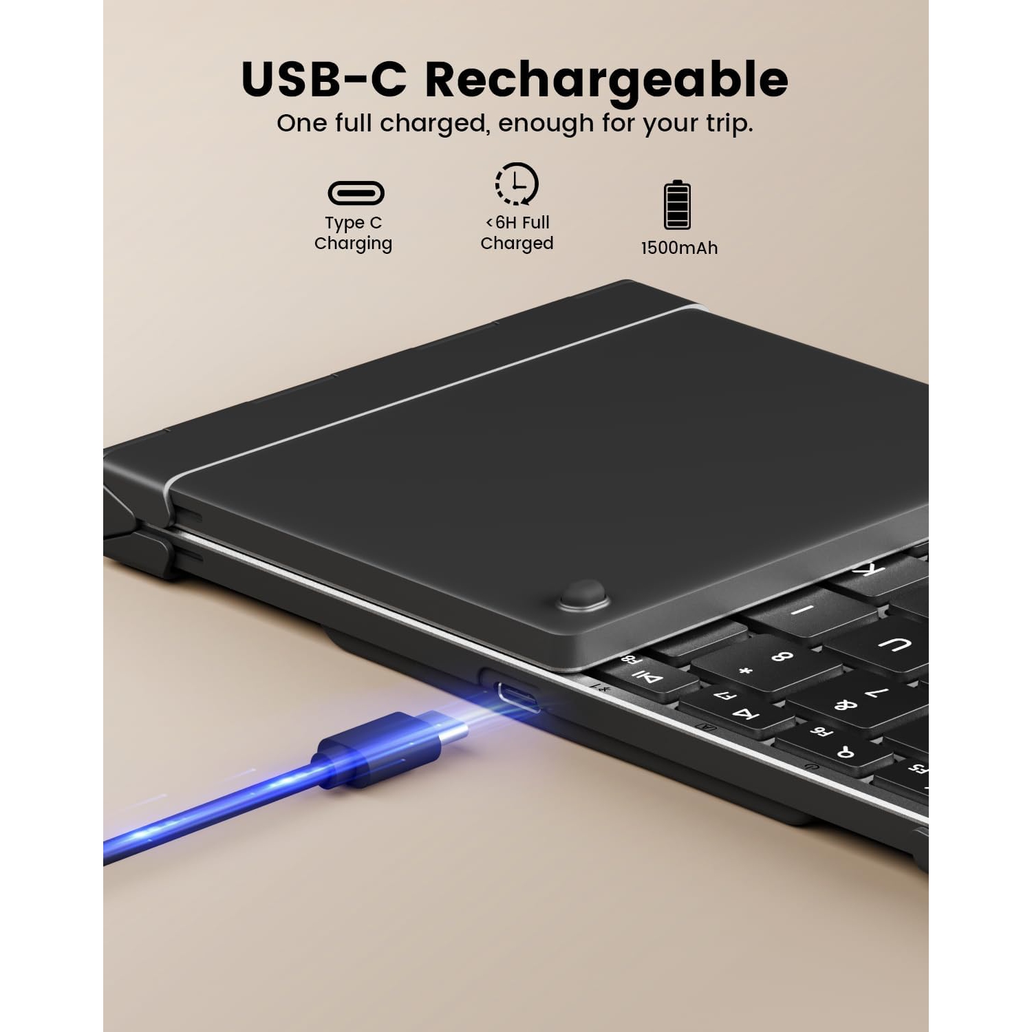 Nouveau modèle 2025 Clavier Bluetooth pliable – Clavier sans fil rétroéclairé portatif pour les voyages, modèle pleine grandeur pour iPad, Surface,