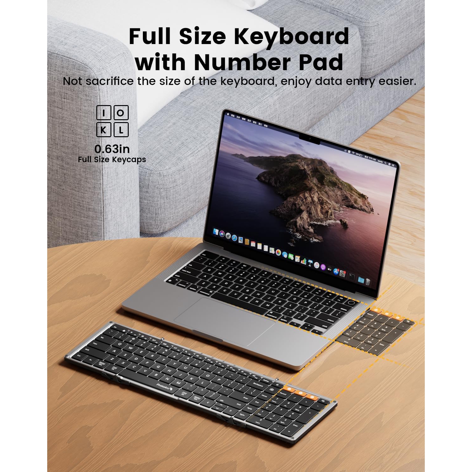 Nouveau modèle 2025 Clavier Bluetooth pliable – Clavier sans fil rétroéclairé portatif pour les voyages, modèle pleine grandeur pour iPad, Surface,