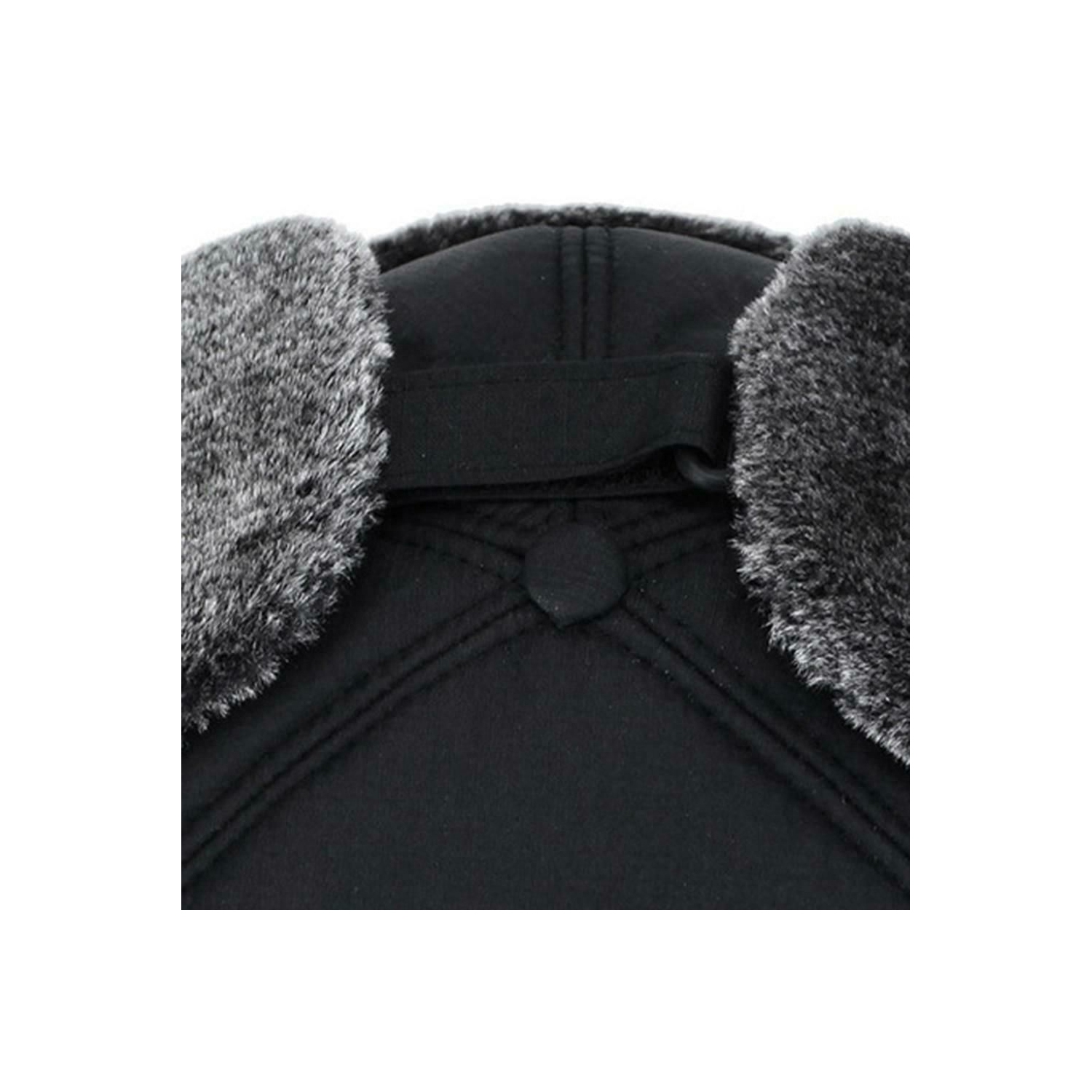 Casquette d’hiver pour homme avec visière chaude pare-soleil chapeau de trappeur extérieur temps froid chapeau de ski de style aviateur de neige