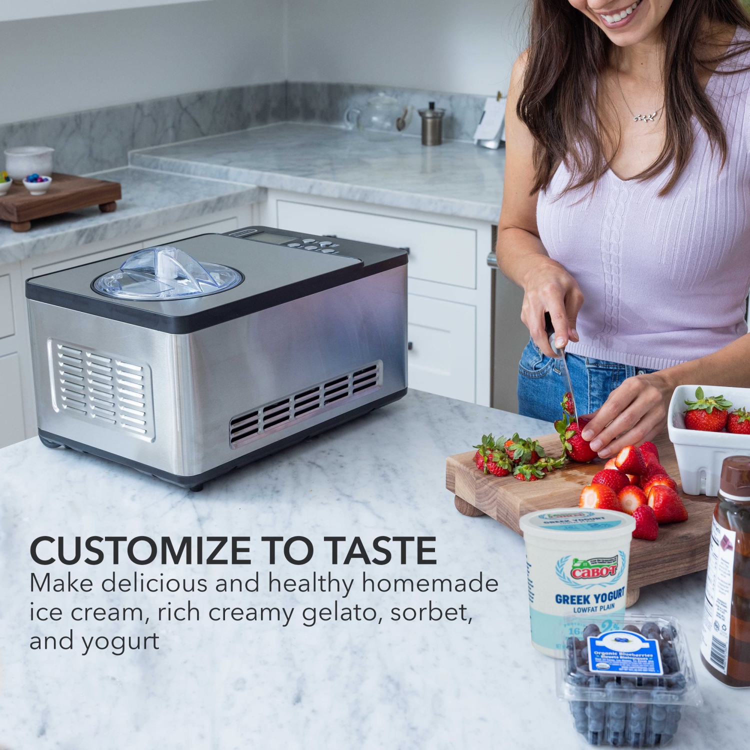Whynter ICM-220SSY Stainless Steel Ice Cream Maker 2 Quart Capacity Bowl & Yogurt Function