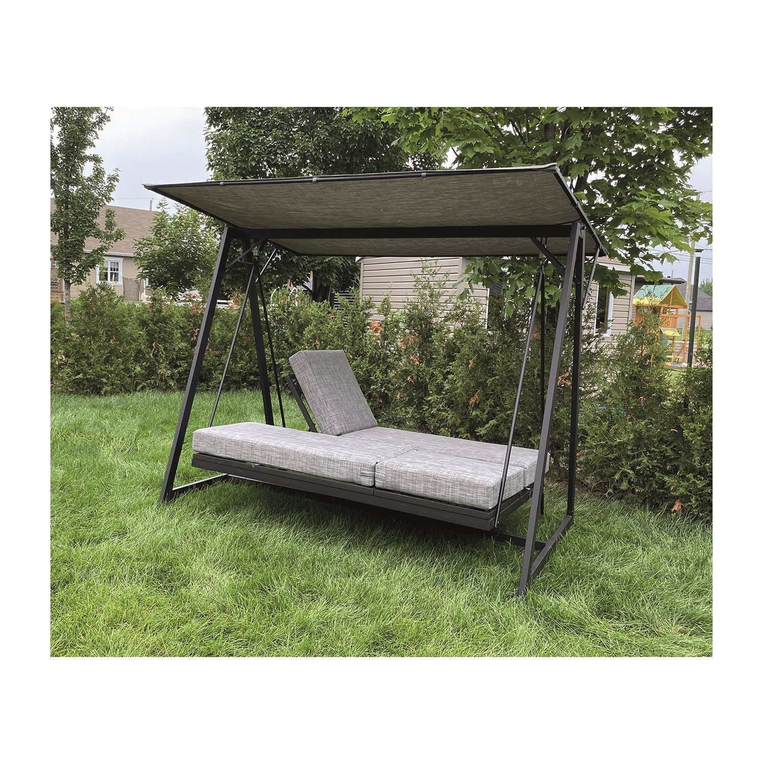 F. Corriveau International - Balançoire de Luxe à 3 Places avec Fonction Bal-Hamac, Armature en Acier, Noir