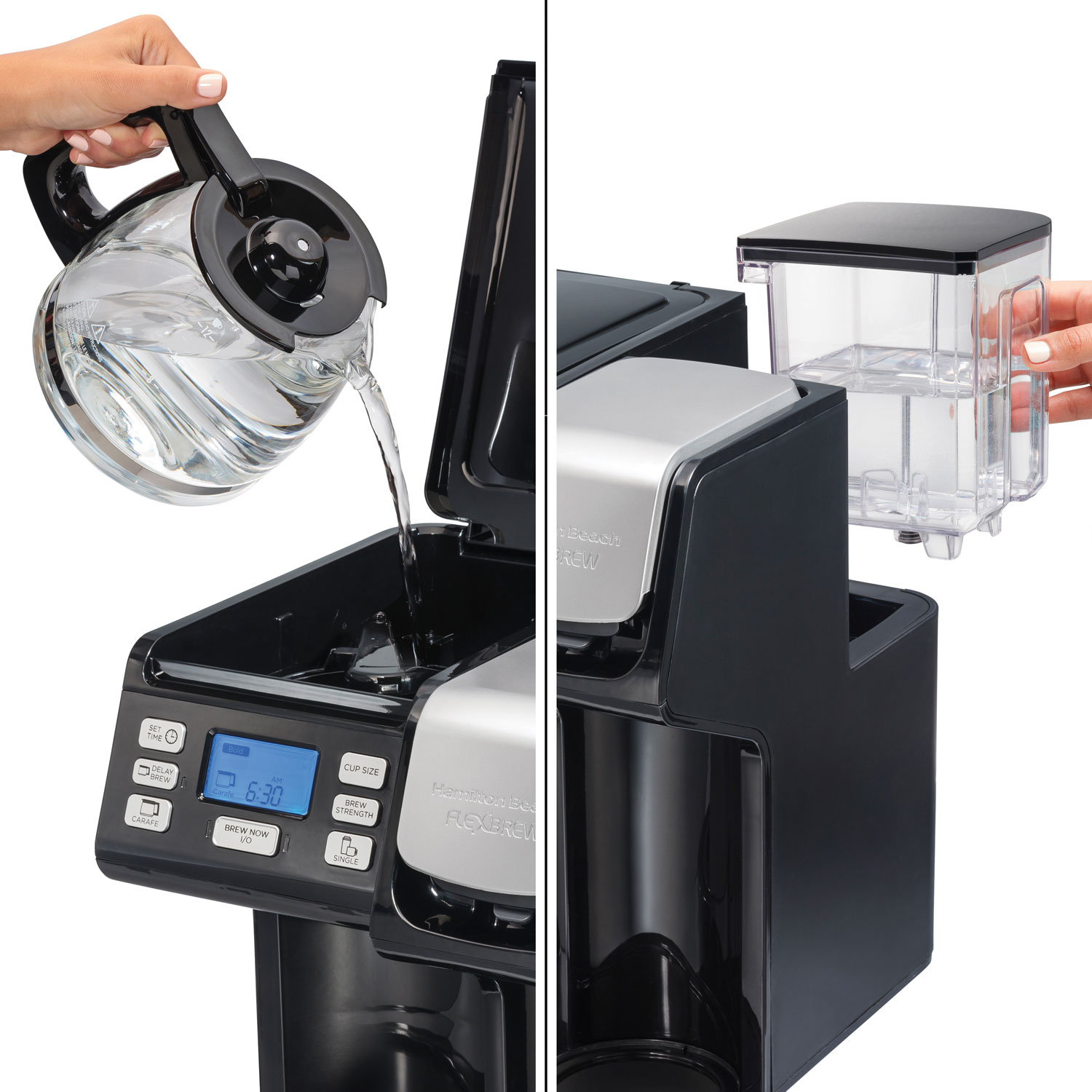 Cafetière programmable FlexBrew Trio de Hamilton Beach - 12 tasses - Noir/Argenté