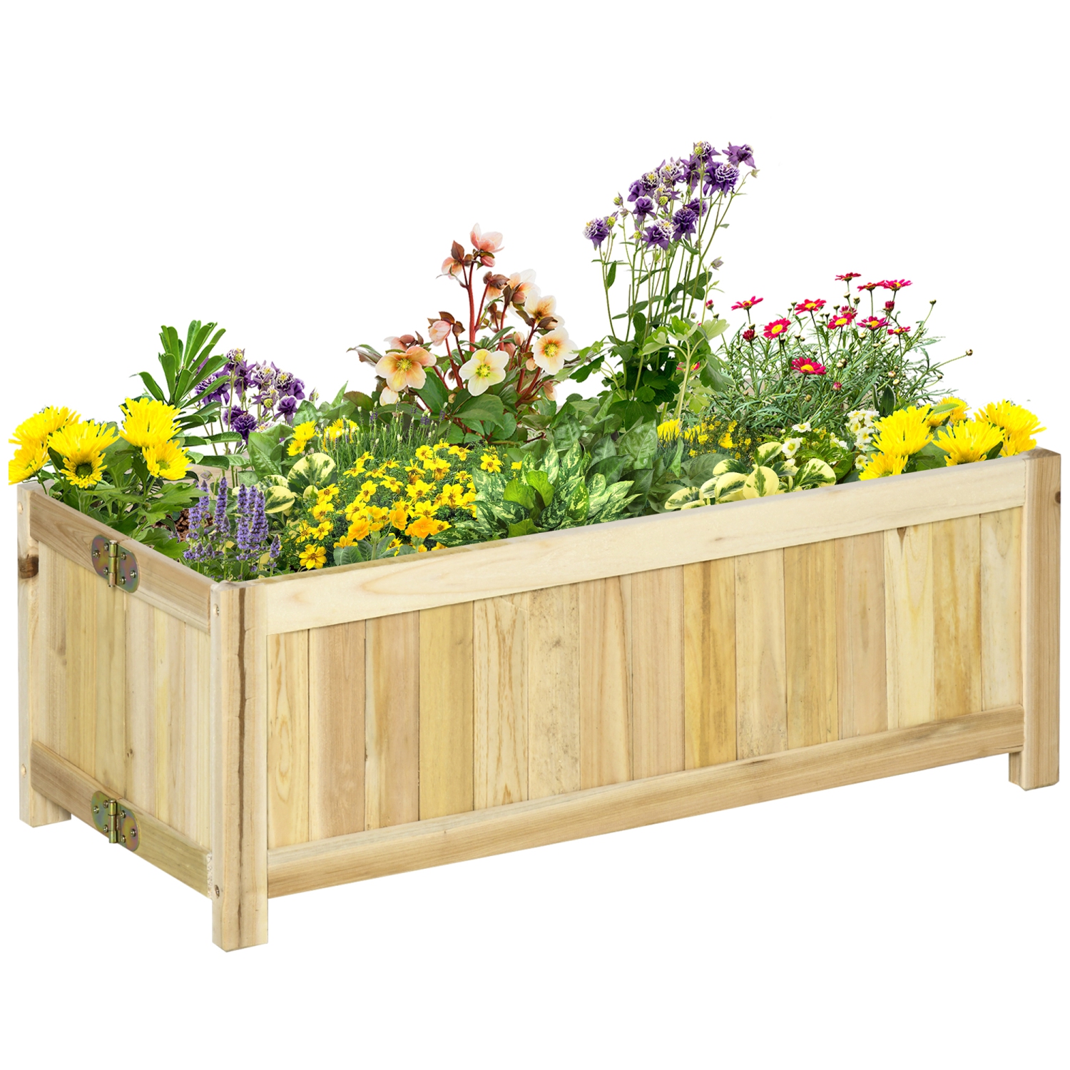Outsunny Foldable Raised Garden Bed, Elevated Planter Box, Wooden Planting Bed for Backyard, Patio to Grow Vegetables, Herbs, and Flowers, 27.6" x