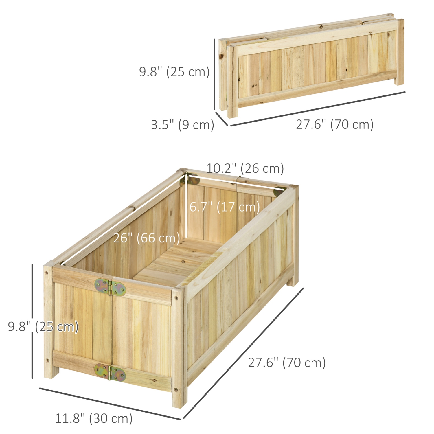 Outsunny Foldable Raised Garden Bed, Elevated Planter Box, Wooden Planting Bed for Backyard, Patio to Grow Vegetables, Herbs, and Flowers, 27.6" x