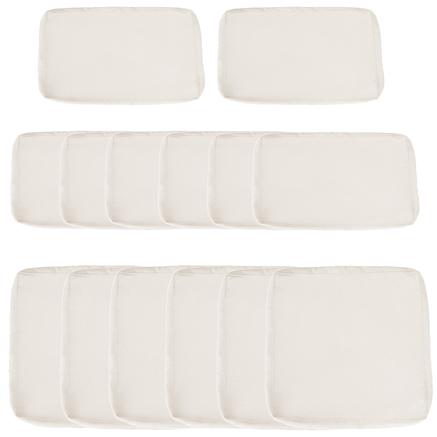 Outsunny 14Pcs Outdoor Cushion Covers, Patio Cushion Covers Replacement for Rattan Sofa Set - No Cushion Included, Cream White