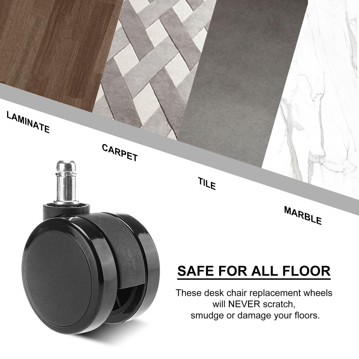 Roulettes de rechange universelles Ensemble de 5, compatibles avec chaise de bureau, chaise de jeu, chaise de bureau d'ordinateur