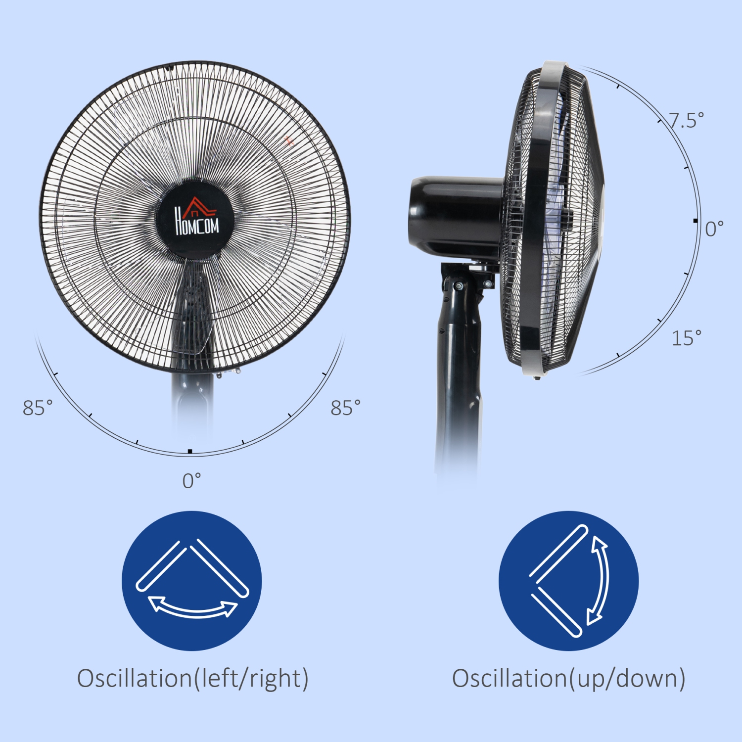HOMCOM – ventilateur sur pied de 16 po avec télécommande, hauteur réglable, minuterie de 15H heures, ventilateur sur pied oscillant, ventilateur sur