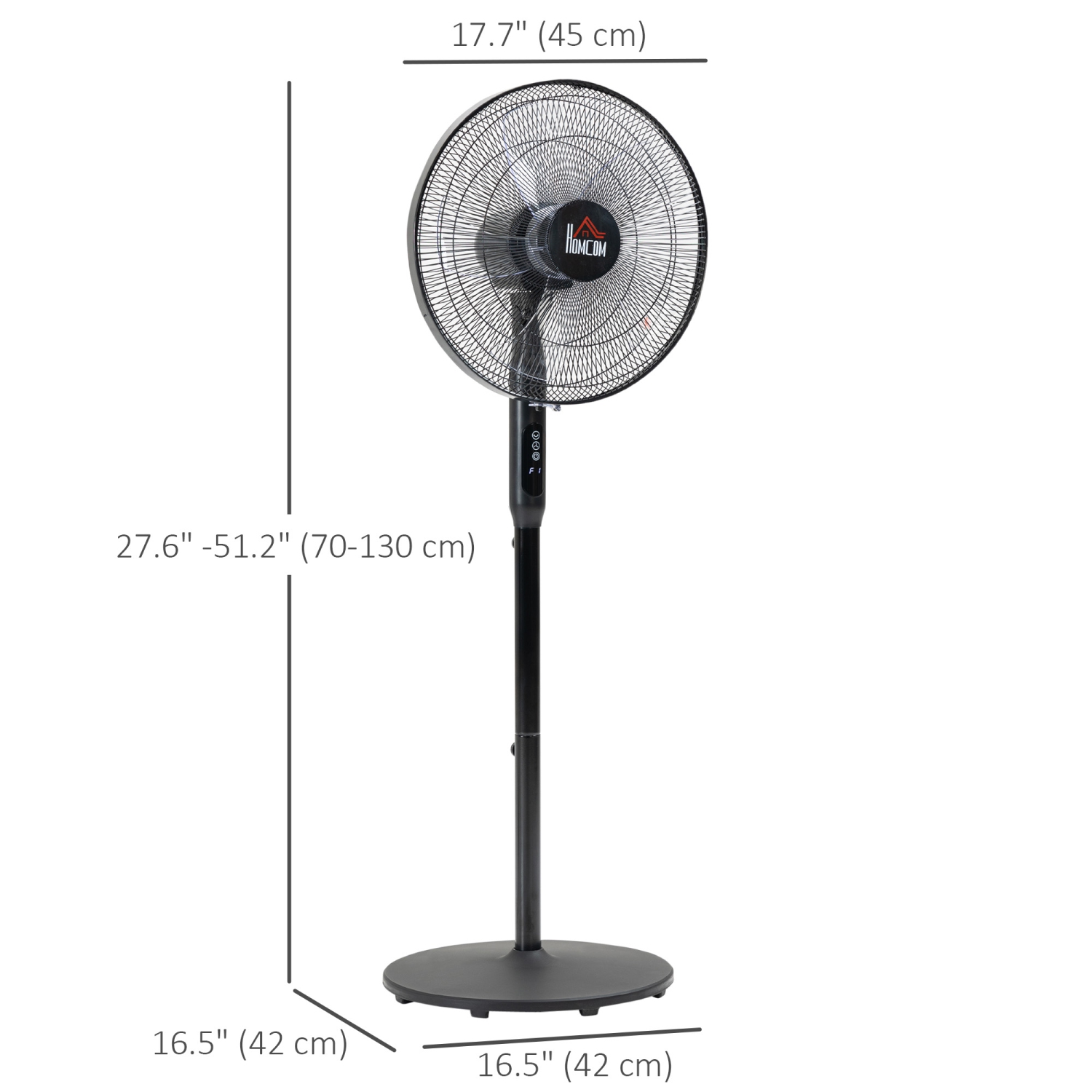Ventilateur sur pied de 16 po de HOMCOM avec télécommande, hauteur réglable, tête inclinée, minuterie, ventilateur oscillant sur pied, ventilateurs