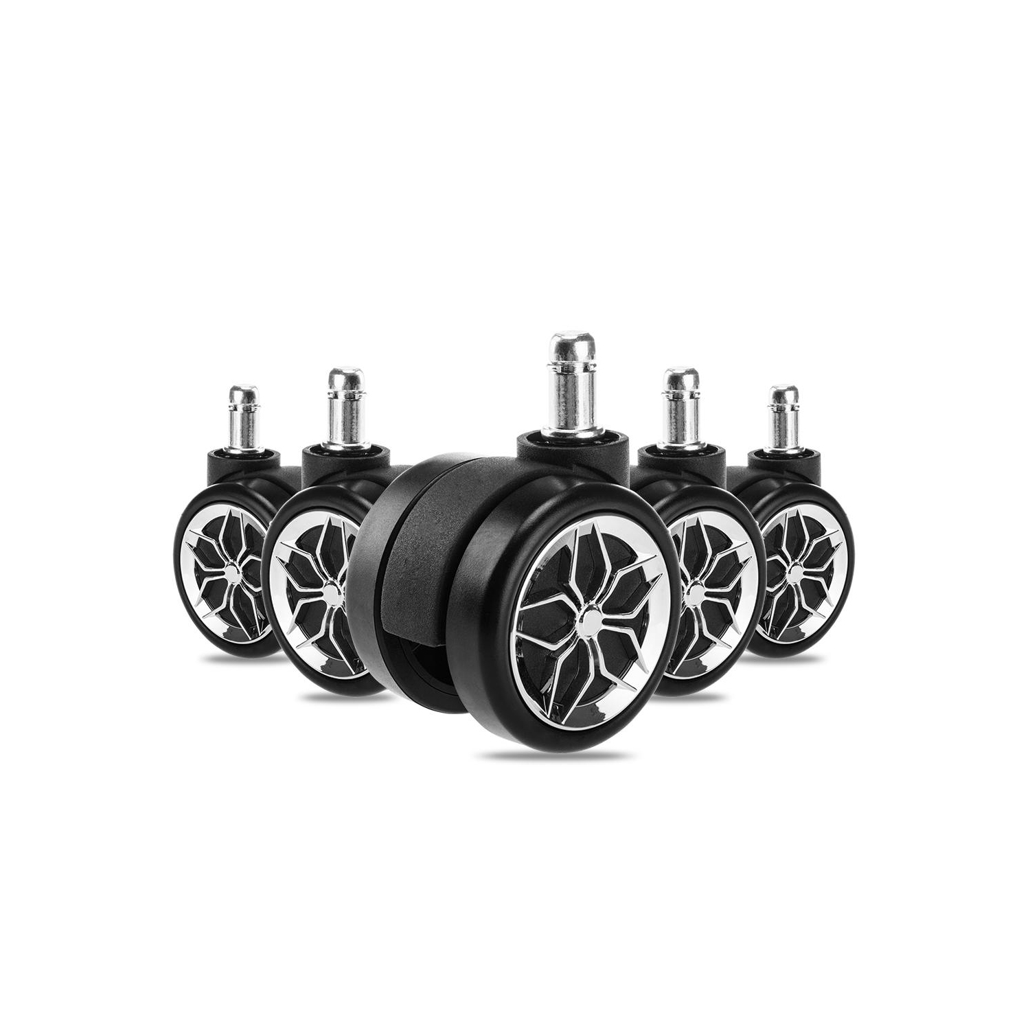 Roulettes de chaise de bureau universelles, ensemble de 5, noir