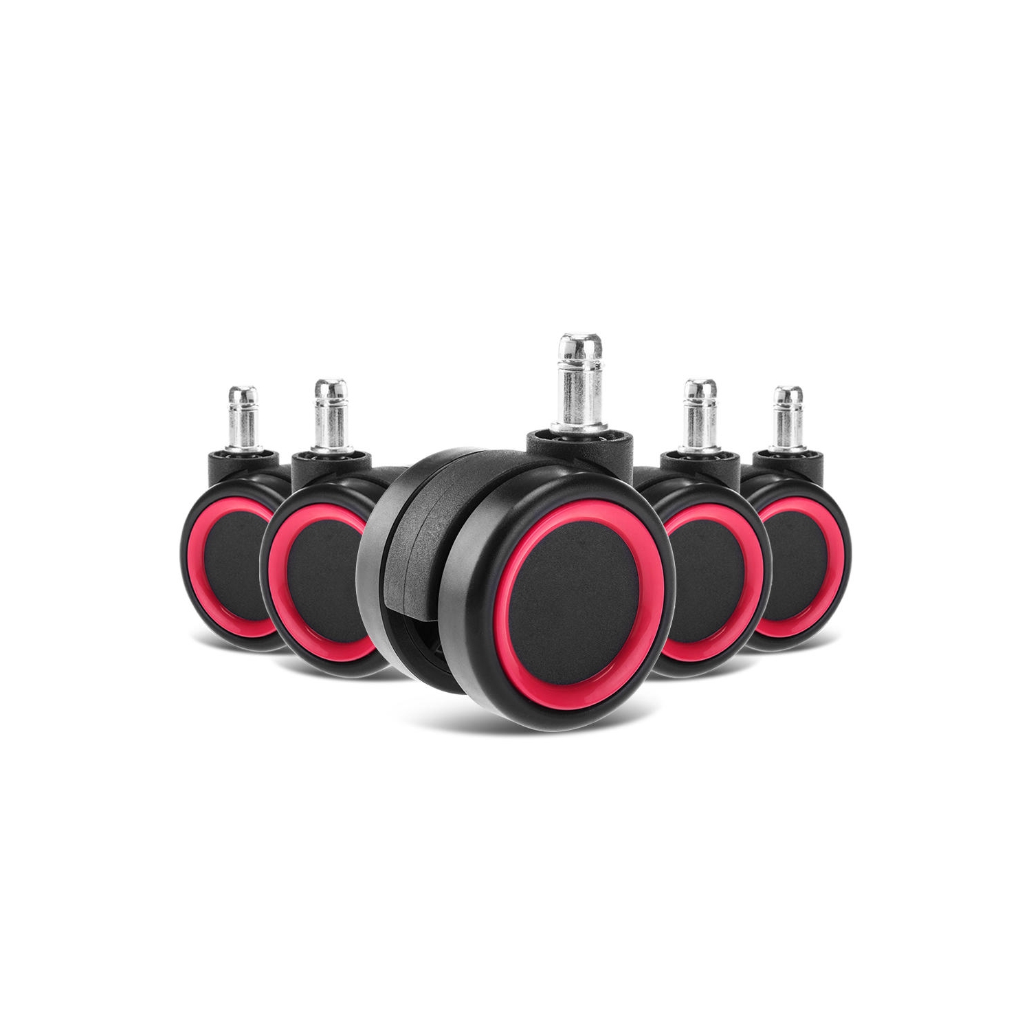 Universal Chair Replacement Casters, Set of 5 compatible with office chair, gaming chair, computer desk chair - Red