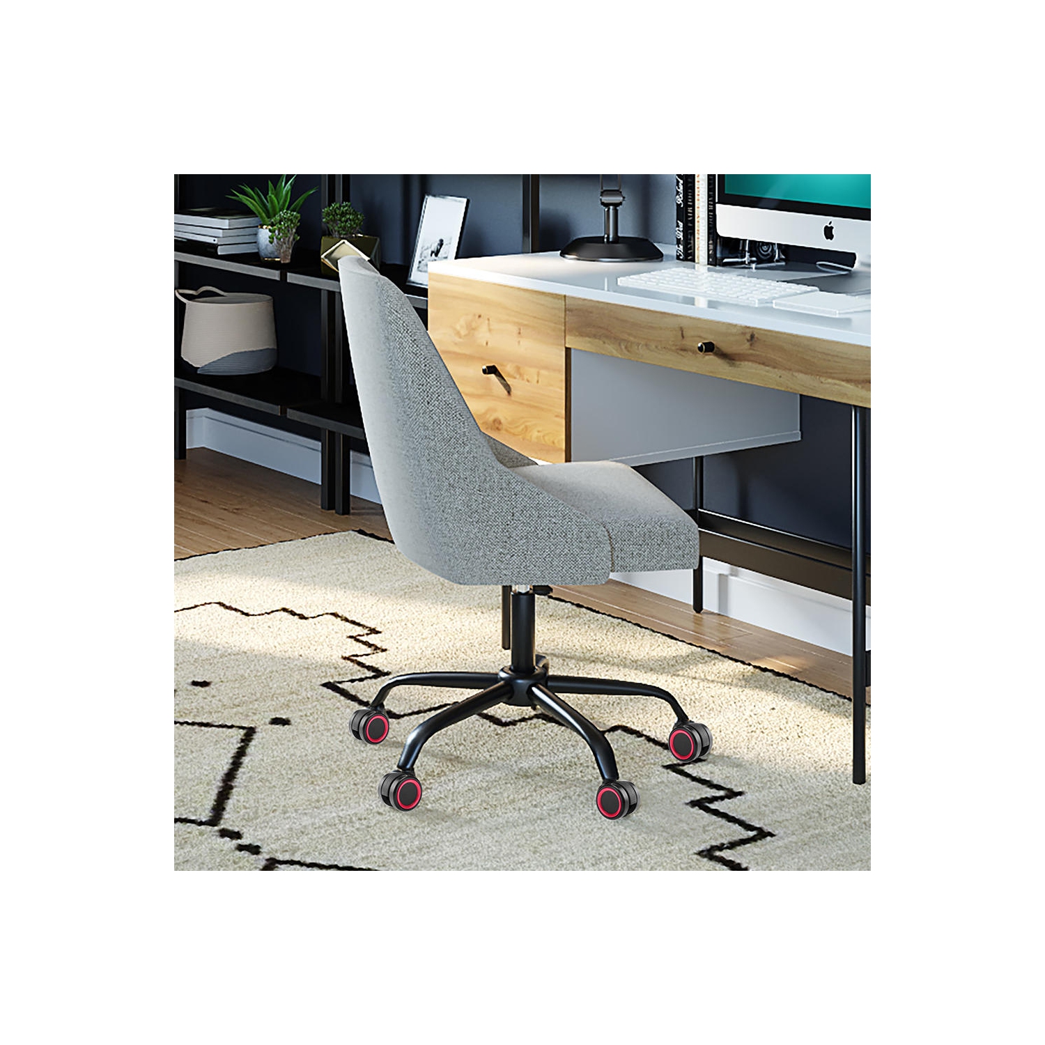 Universal Chair Replacement Casters, Set of 5 compatible with office chair, gaming chair, computer desk chair - Red