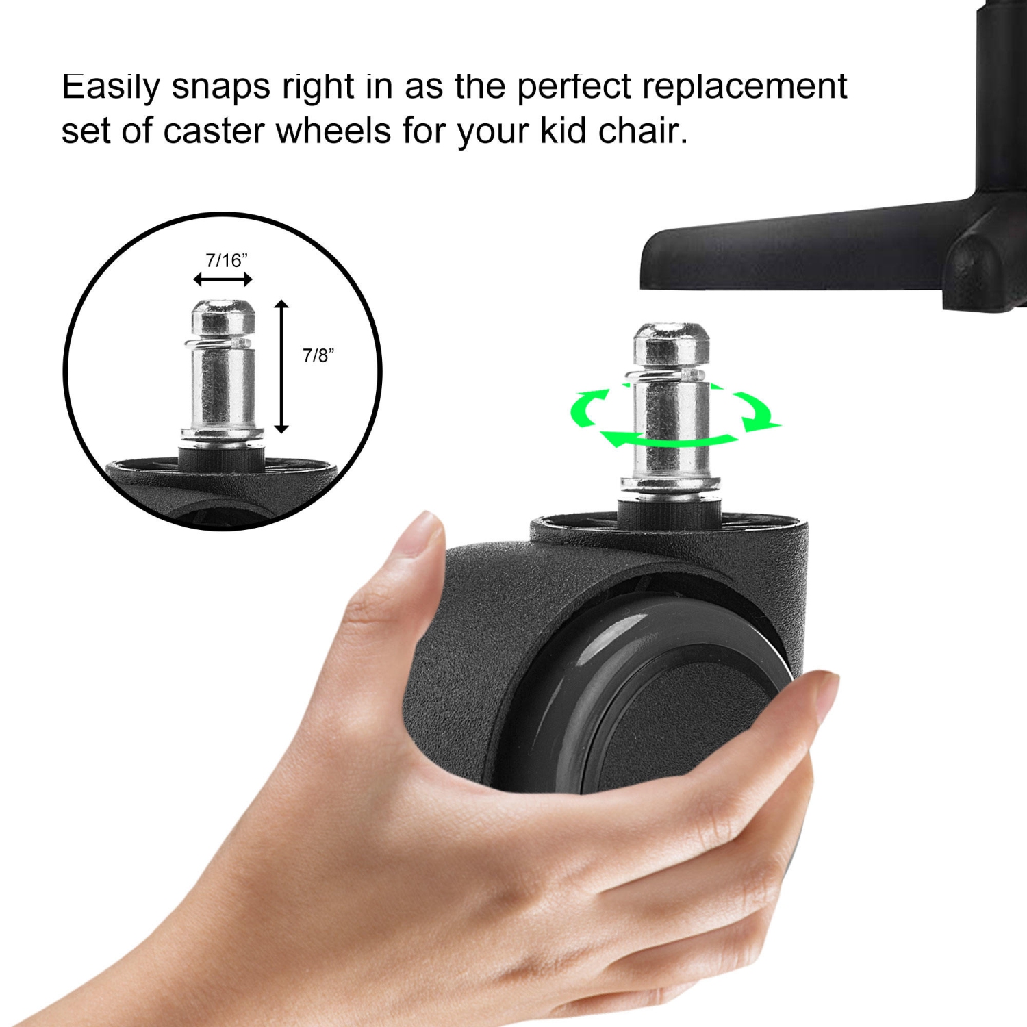 Universal Office Task Chair Replacement Casters, Set of 5, fit for office chair, gaming chair, computer desk chair11mm x 22mm