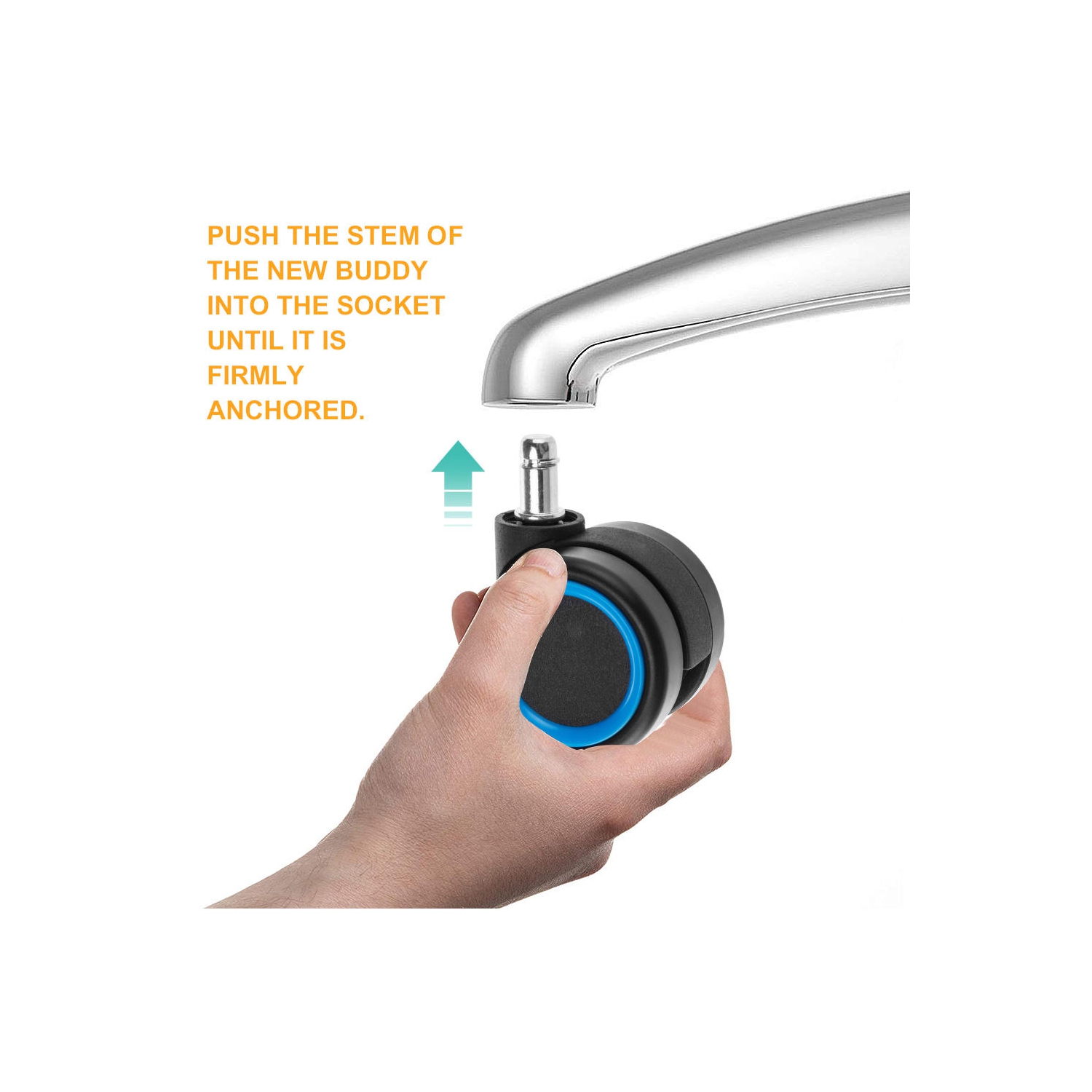 Universal Chair Replacement Casters, Set of 5 compatible with office chair, gaming chair, computer desk chair - Blue