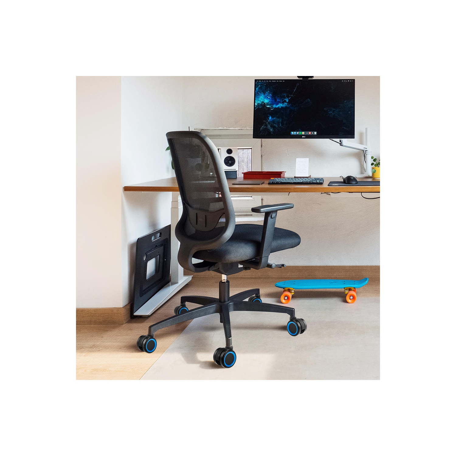 Universal Chair Replacement Casters, Set of 5 compatible with office chair, gaming chair, computer desk chair - Blue