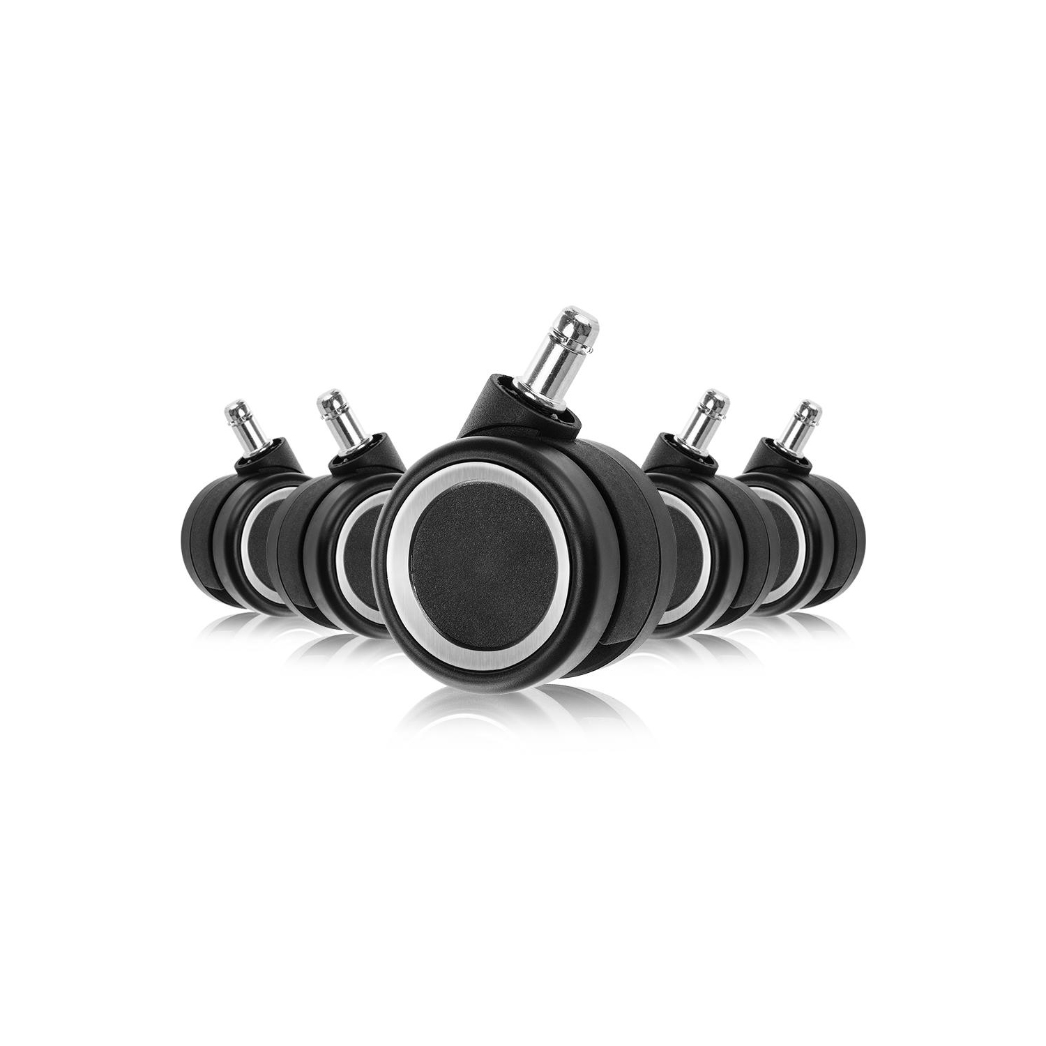 Universal Chair Replacement Casters, Set of 5 compatible with office chair, gaming chair, computer desk chair - Silver