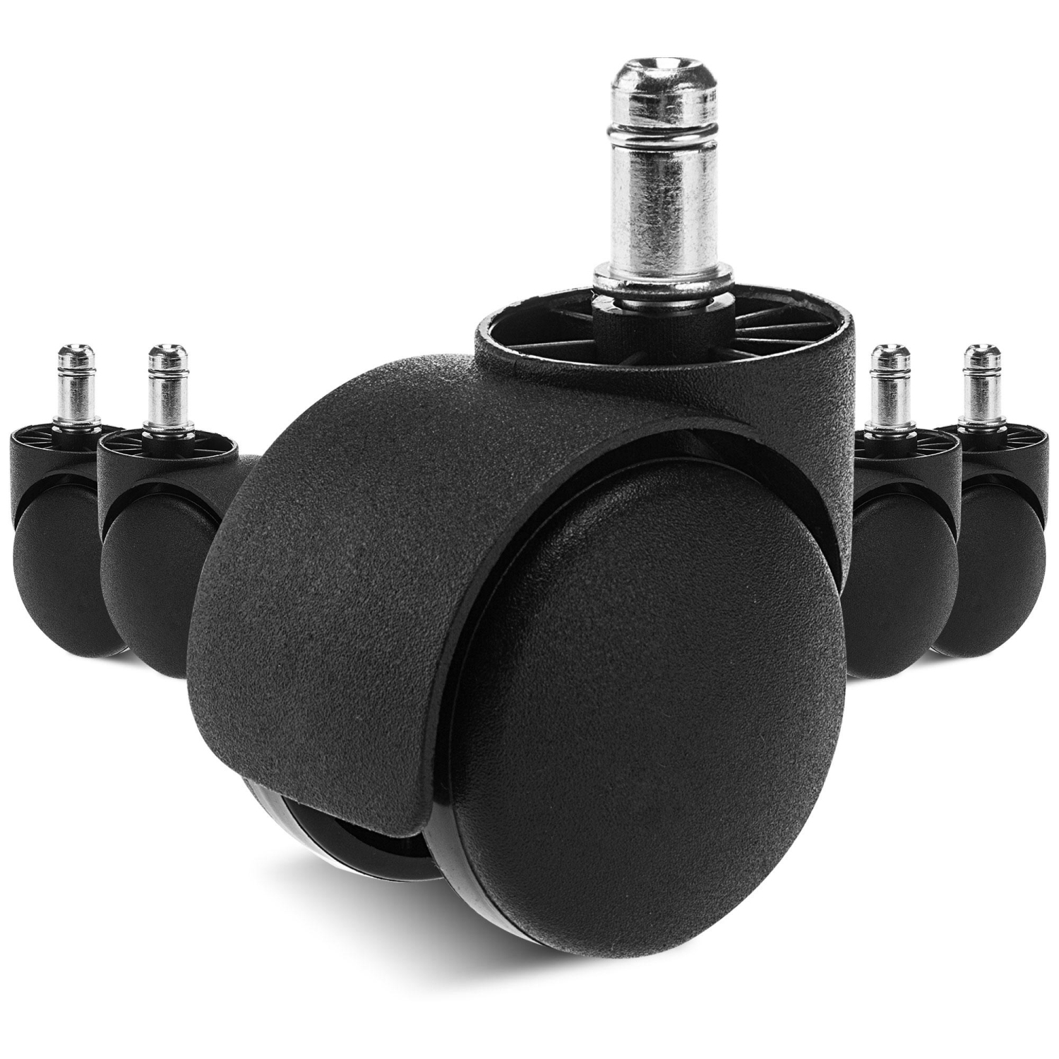 Universal Office Task Chair Casters, Encased with Nylon material,Set of 5, Black