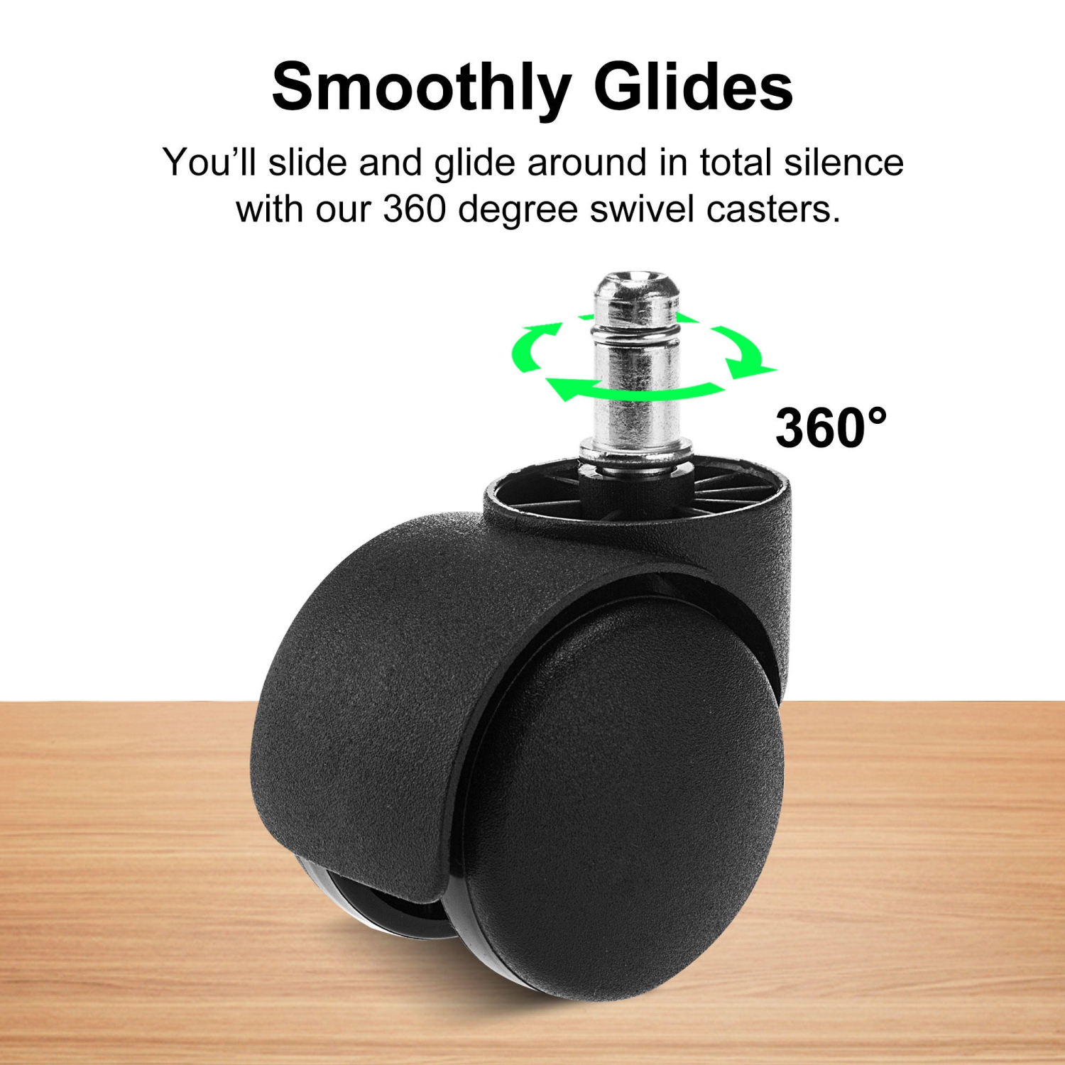 Universal Office Task Chair Casters, Encased with Nylon material,Set of 5, Black