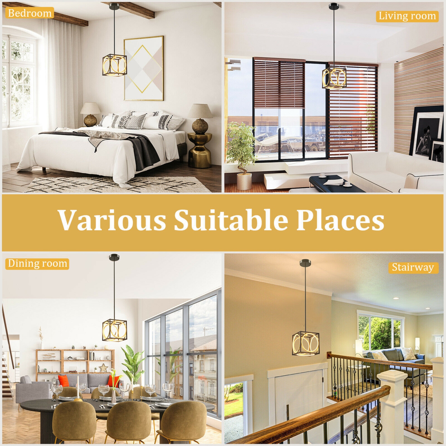 Luminaire suspendu moderne à DEL Gymax 3000 K, cube de lumière chaude