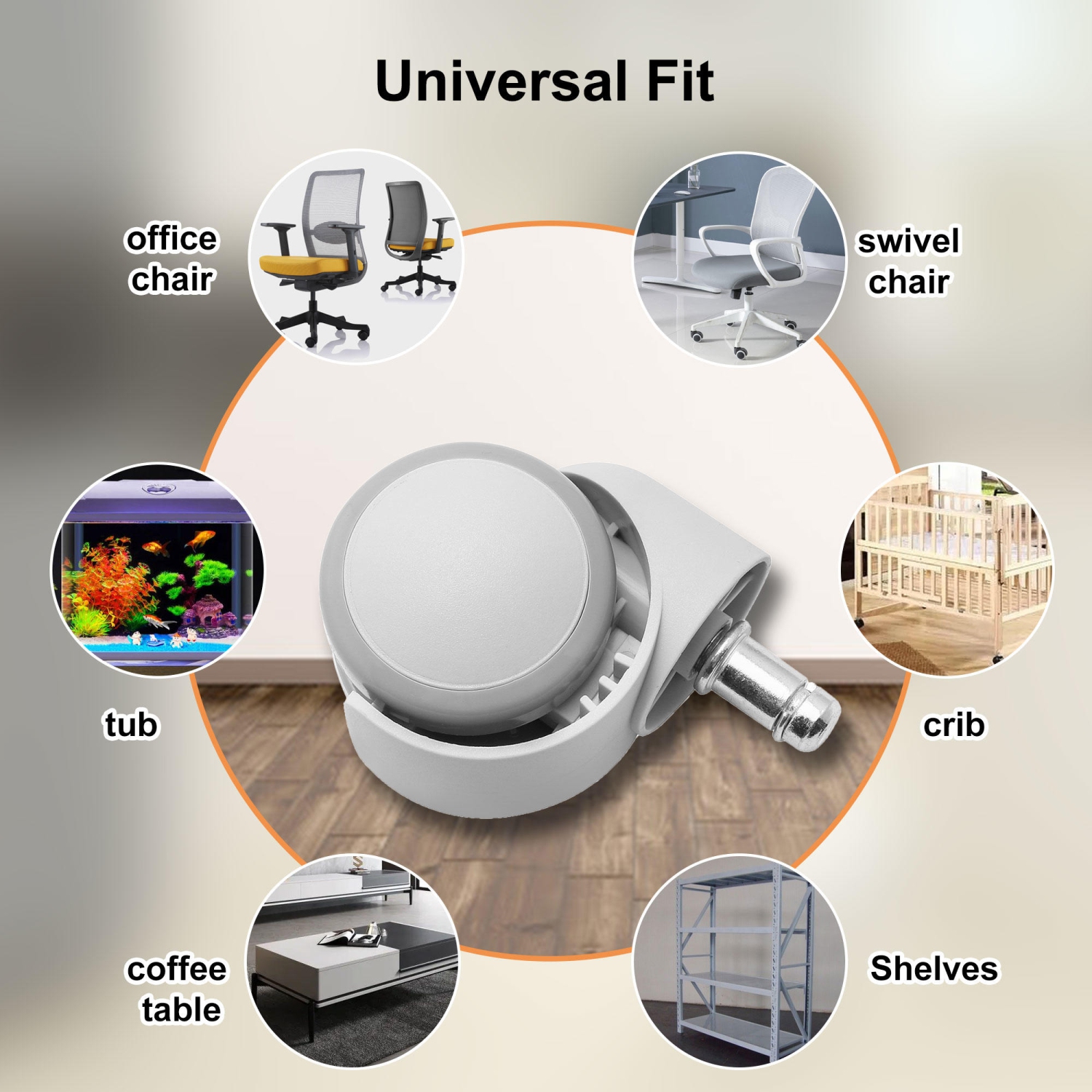 5PK Universal Colored Casters for Office School Children Desk Chair, Children Study Chair, Office Task Desk Chair, Computer Gaming Chair - Gray