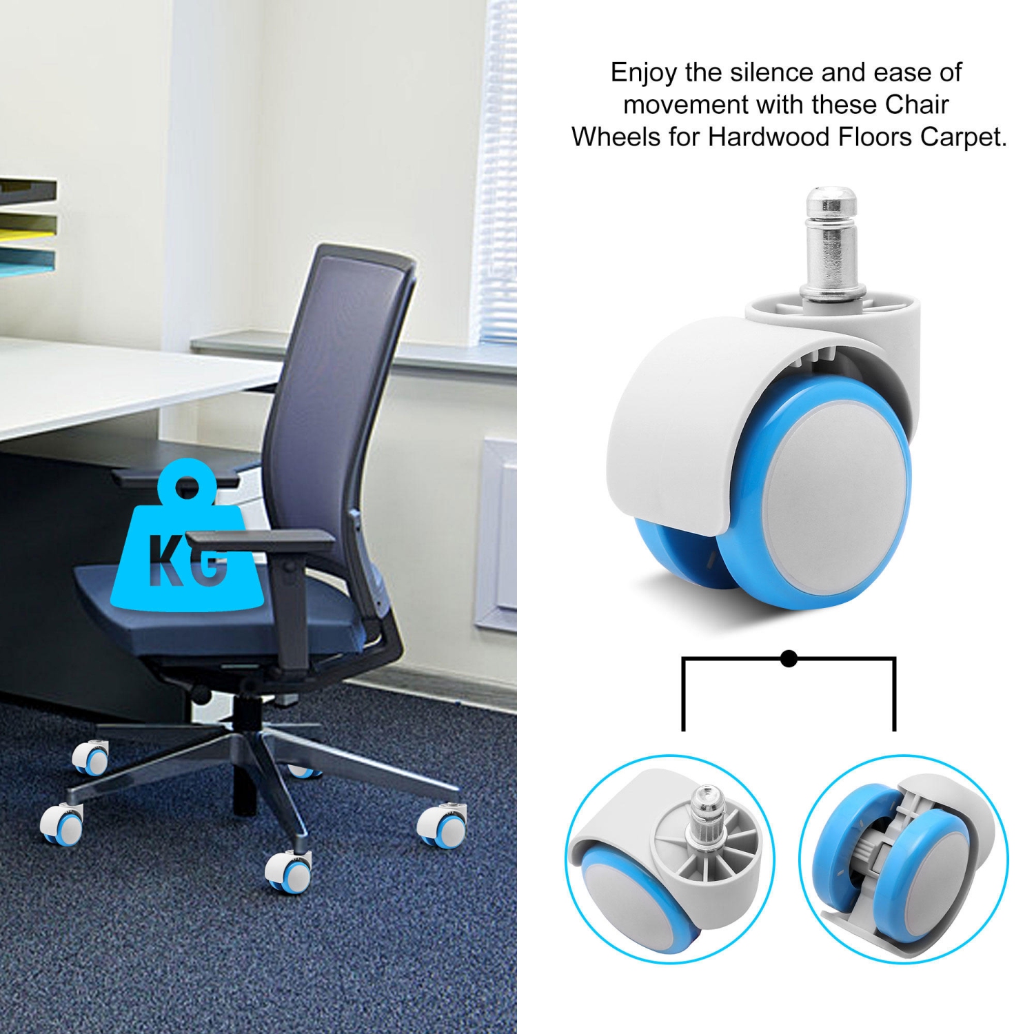 Lot de 5 roulettes colorées universelles pour chaise de bureau pour enfants, chaise d'étude pour enfants, chaise de bureau, chaise de jeu pour