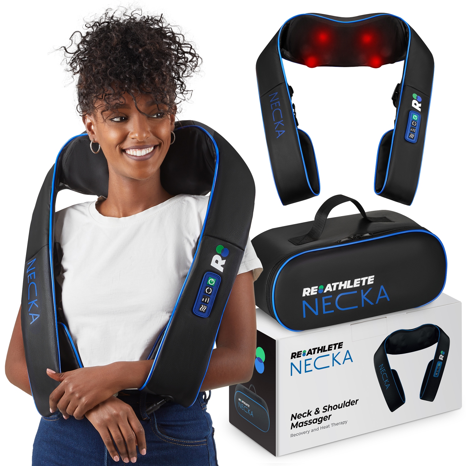 NECKA: REATHLETE Neck Massager | Shiatsu Neck & Back Massager with Heat | Massagers for Neck and Back for Neck Pain Relief & Back Pain Relief | Also