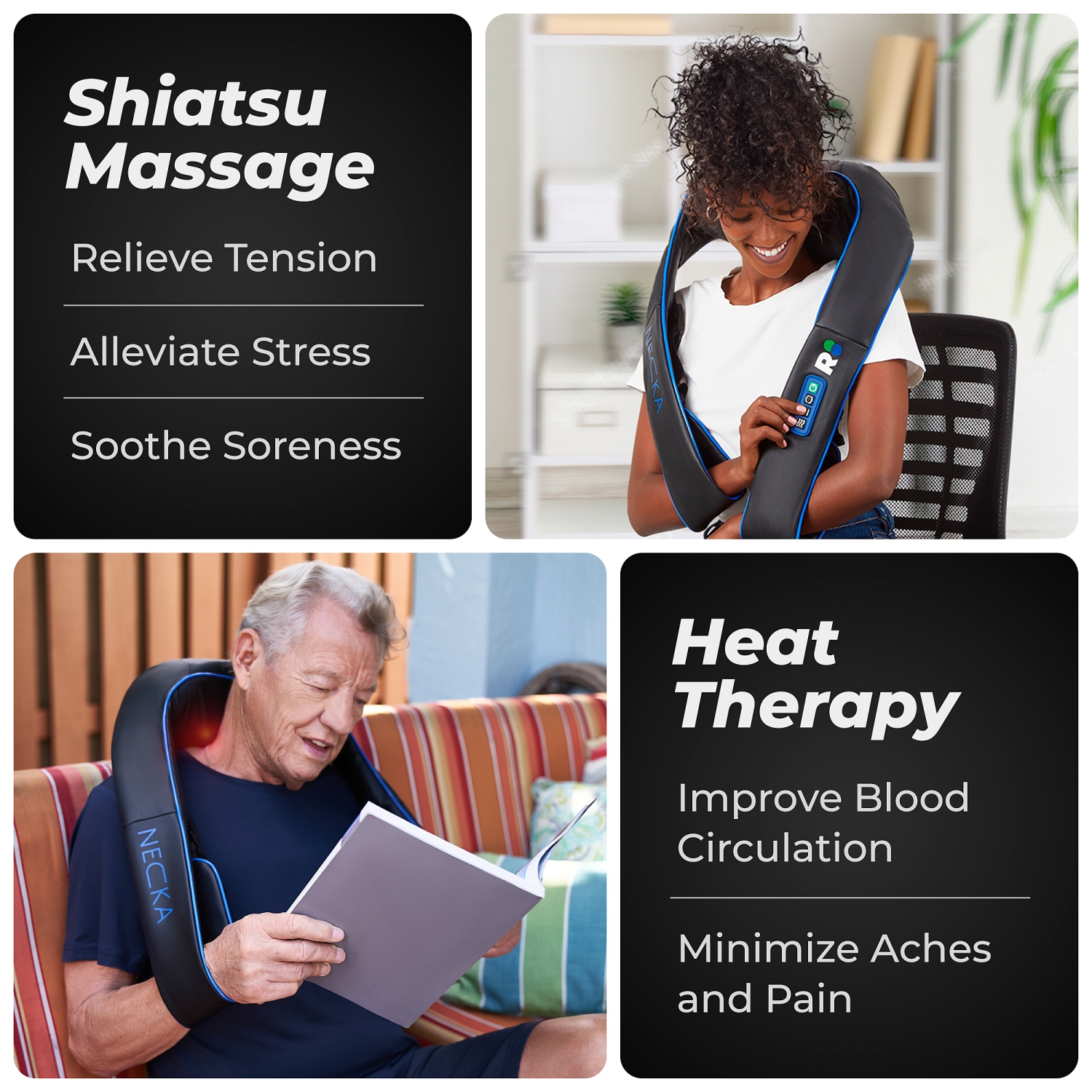 NECKA: REATHLETE Neck Massager | Shiatsu Neck & Back Massager with Heat | Massagers for Neck and Back for Neck Pain Relief & Back Pain Relief | Also