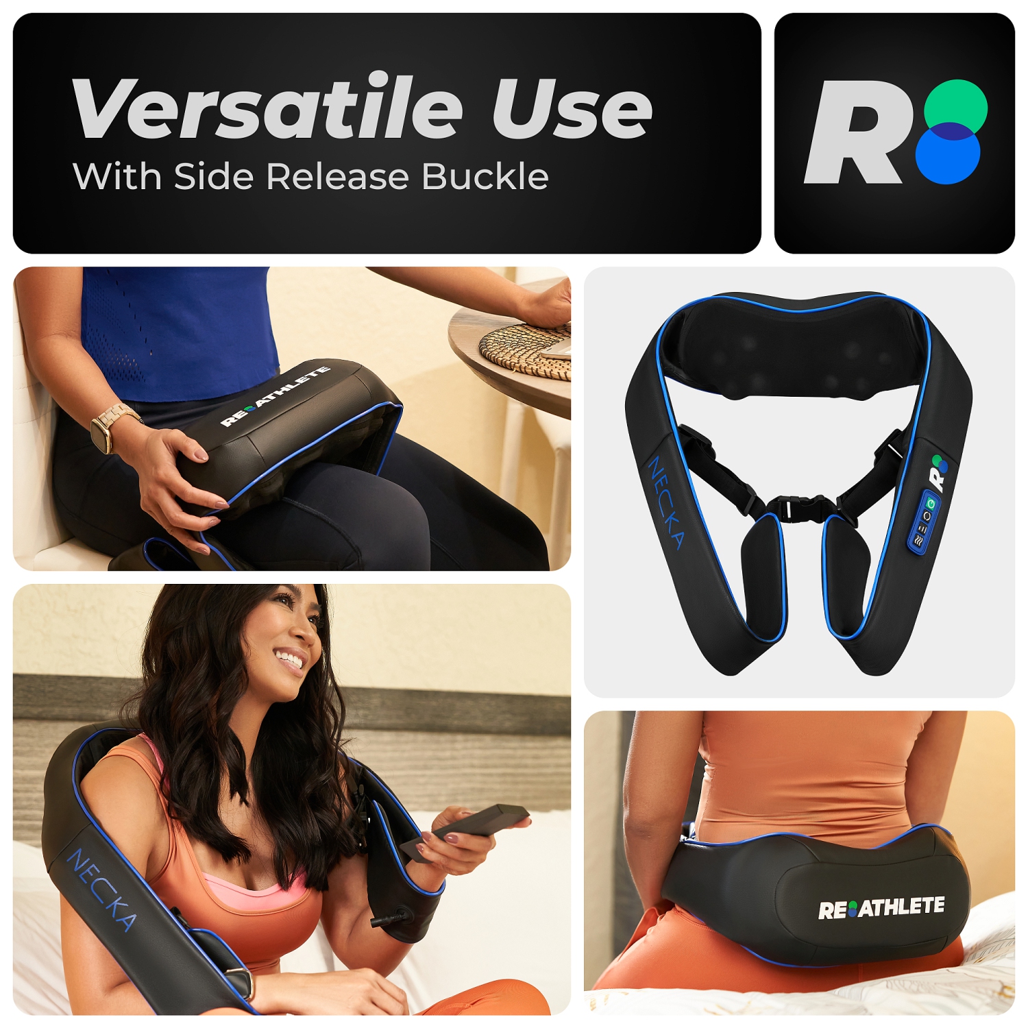 NECKA: REATHLETE Neck Massager | Shiatsu Neck & Back Massager with Heat | Massagers for Neck and Back for Neck Pain Relief & Back Pain Relief | Also