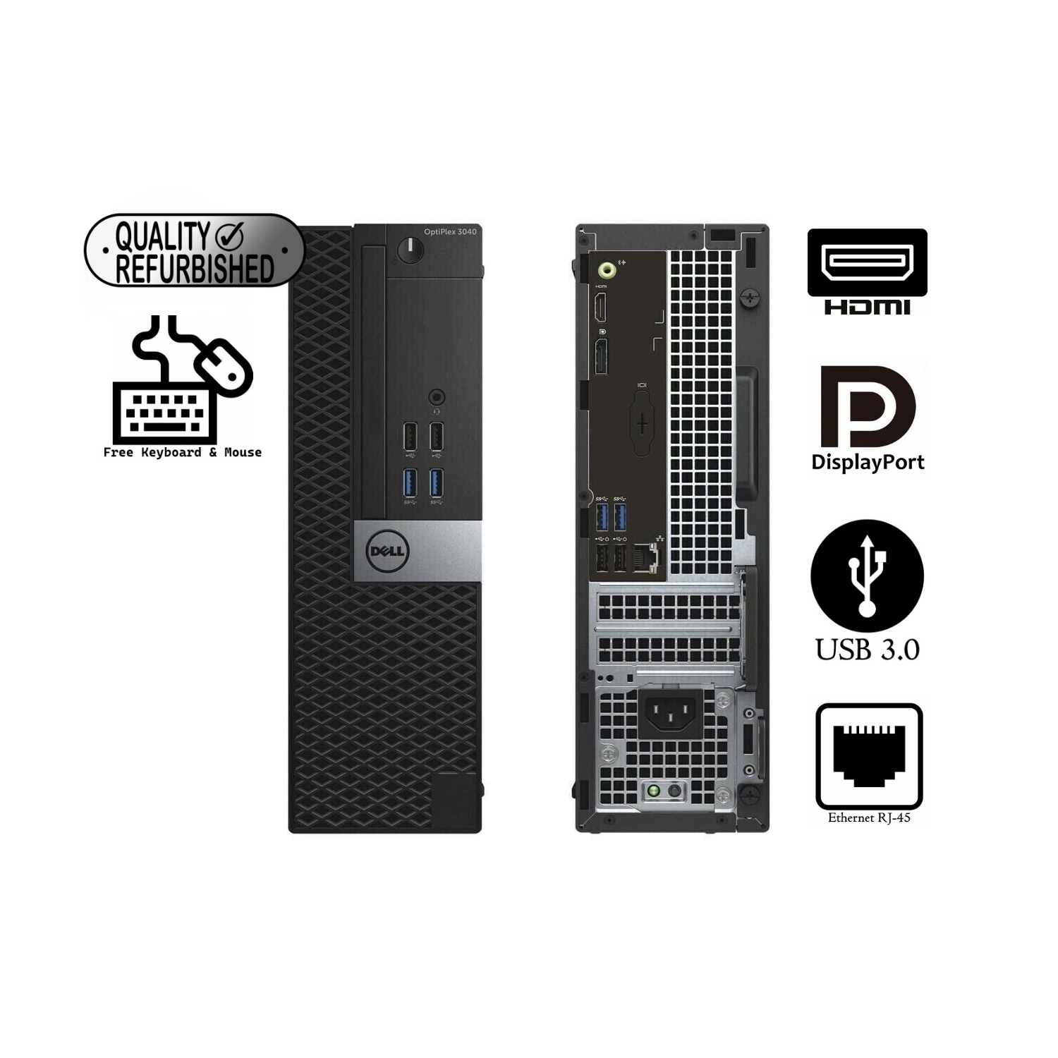 Refurbished (Good) - DELL OptiPlex 3040 SFF Intel Core I5 6500 3.2GHz / 8GB DDR3 / 512GB SSD / Windows 10 Pro