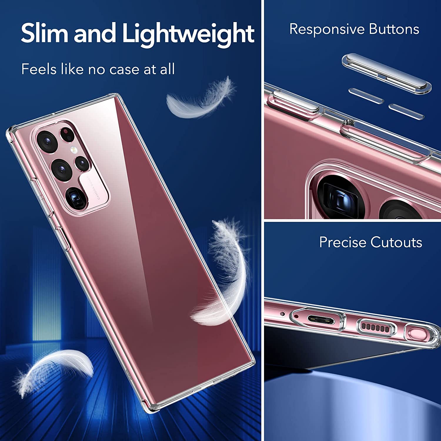 (KeeGuard) For Samsung S22 Ultra Clear TPU Gel Silicone Case Transparent