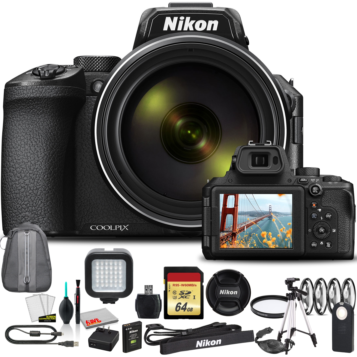 Nikon COOLPIX P950 Camera - Kit with Bag + LED Light (International Model) Bundle