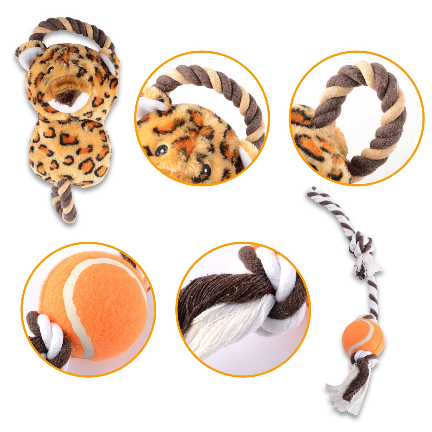 Jouets à mâcher et de dentition pour chiots, avec son grinçant, lot de 6 - Résistant aux déchirures et aux morsures LIVINGbasics®