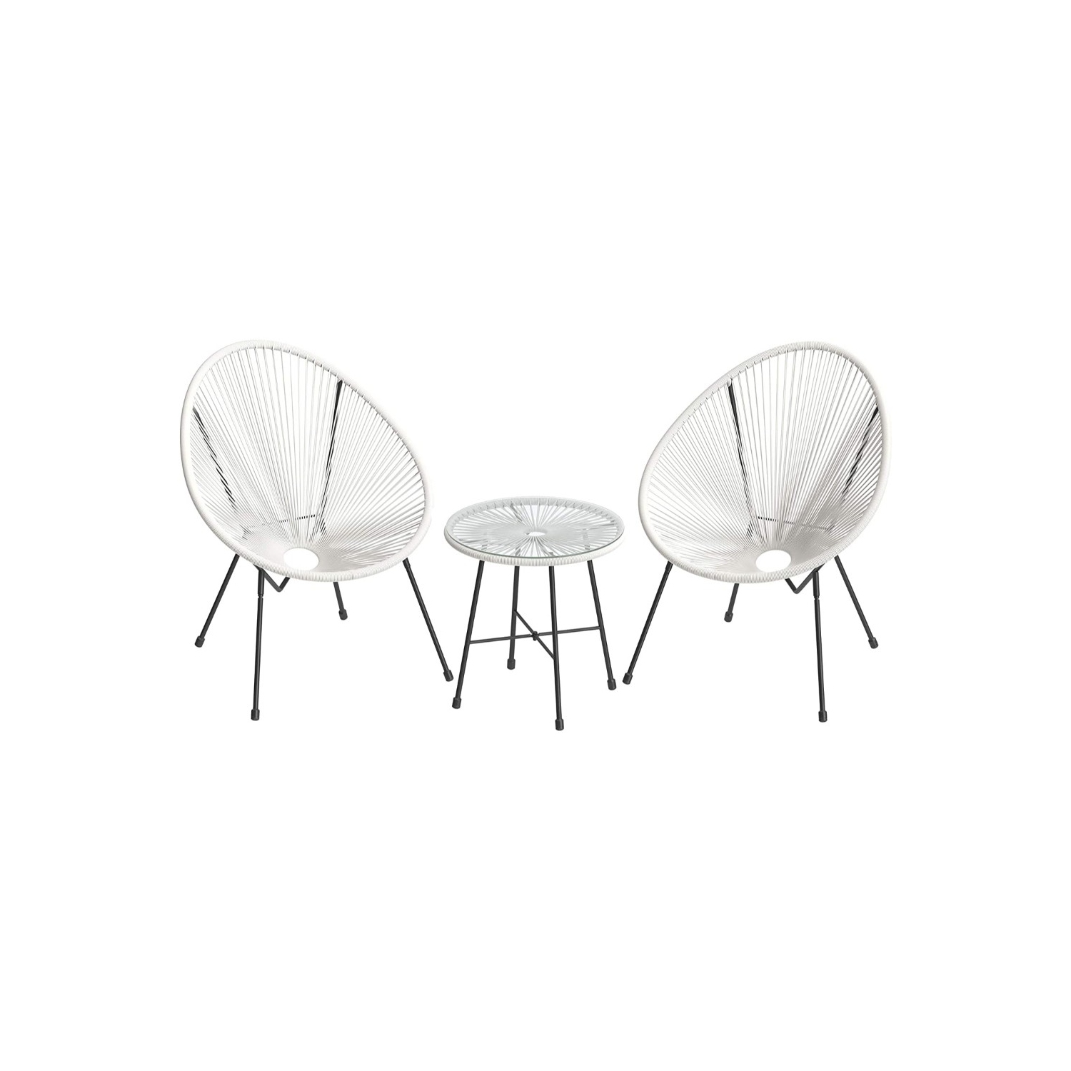 Songmics 3-Piece Acapulco Patio Furniture Set, White